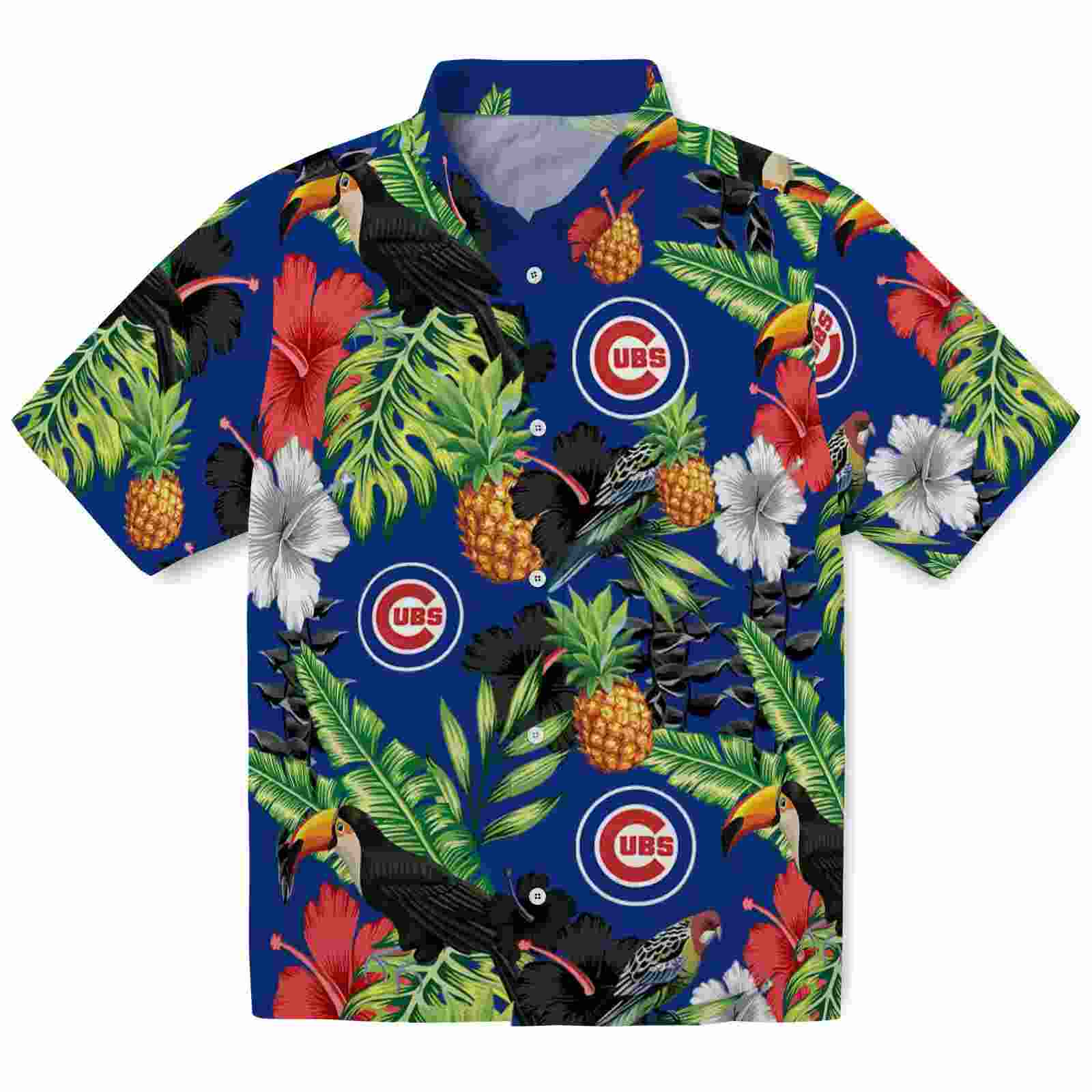 Chicago Cubs Toucan Hibiscus Pineapple Blue Green Hawaiian Shirt