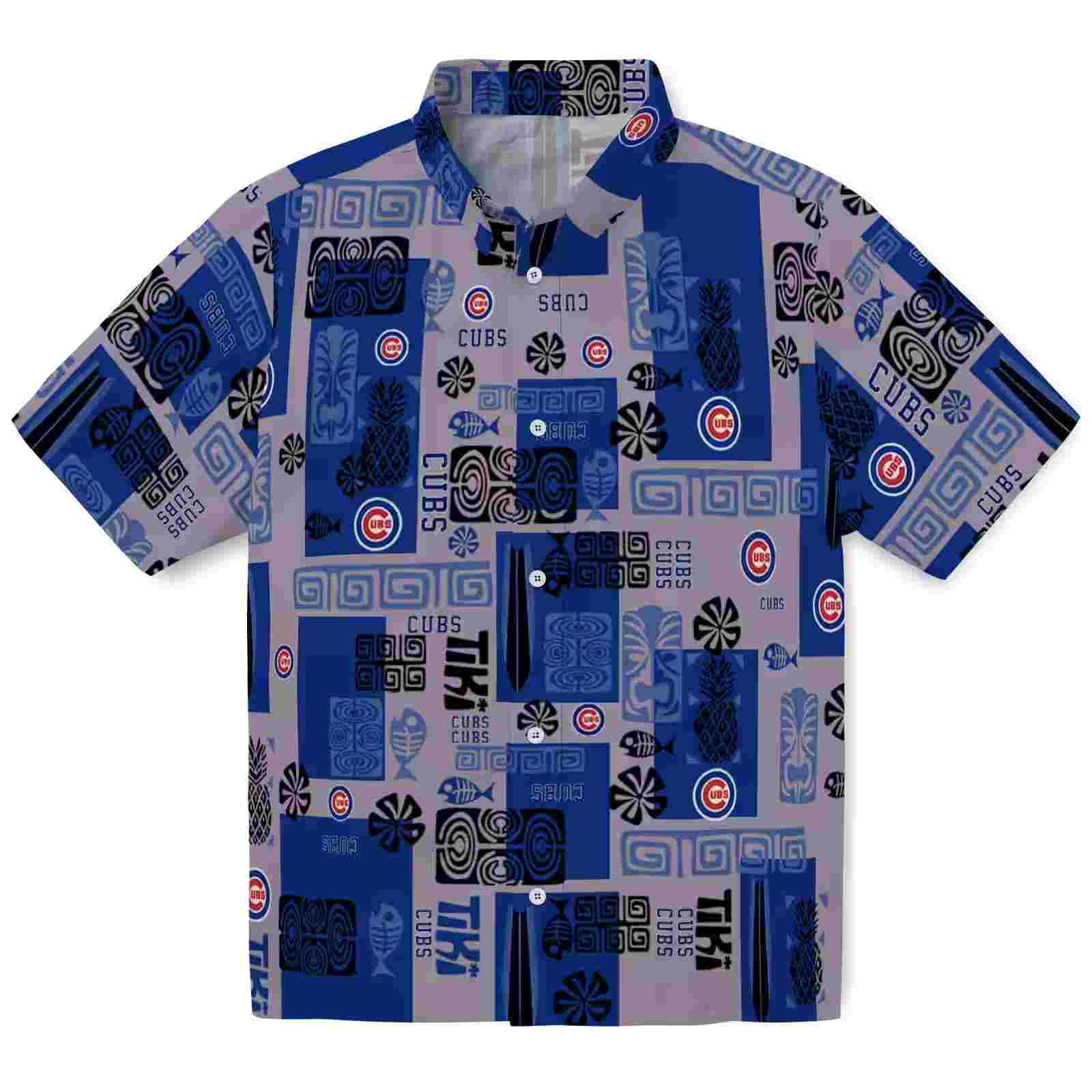 Chicago Cubs Tribal Symbols Blue Hawaiian Shirt