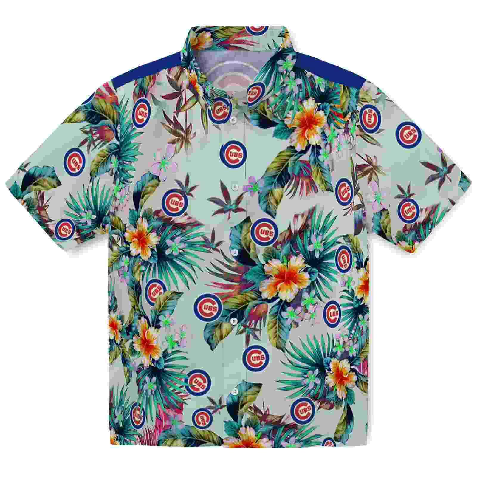 Chicago Cubs Tropical Foliage Green Hawaiian Shirt