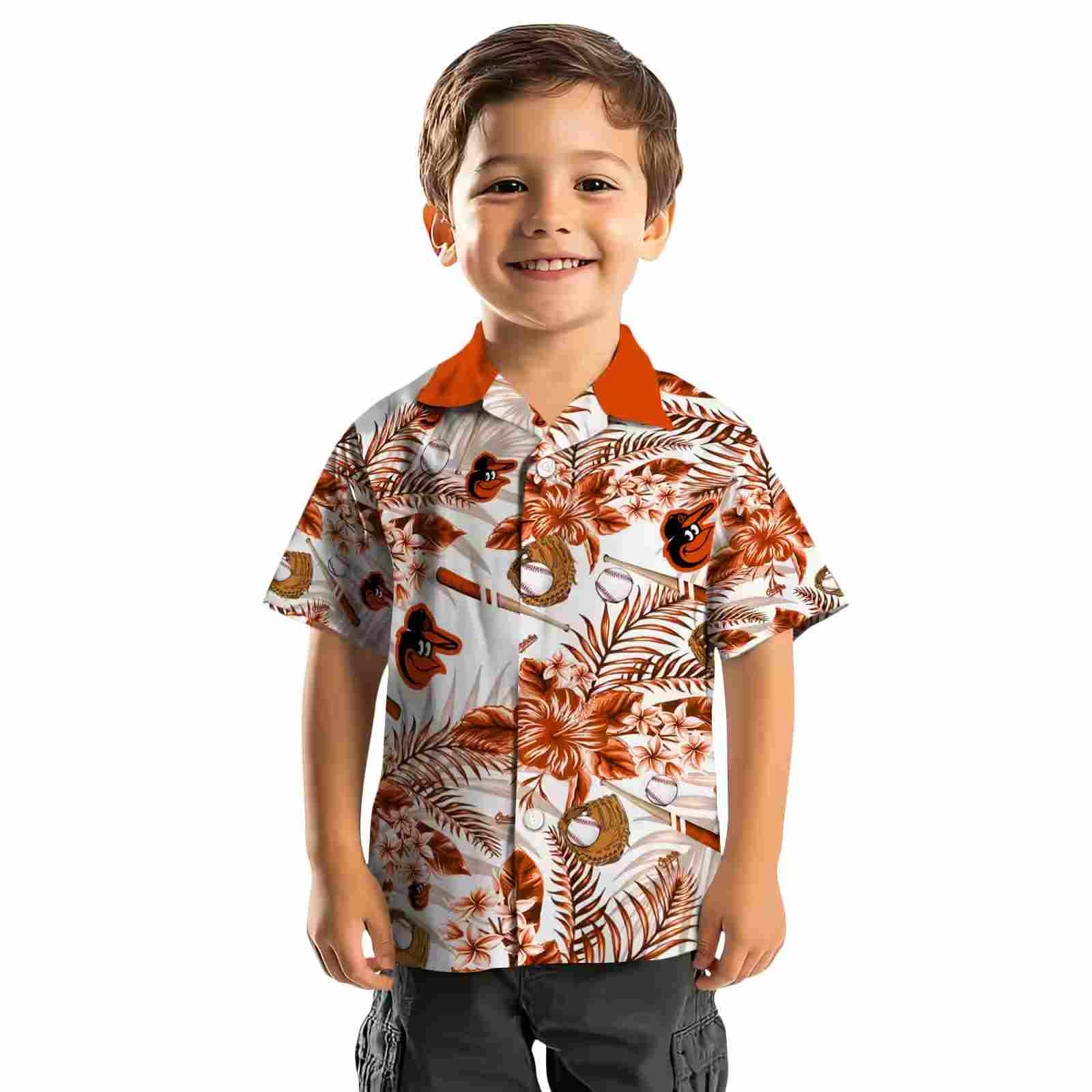 custom baltimore orioles floral baseball orange white hawaiian shirt top rated