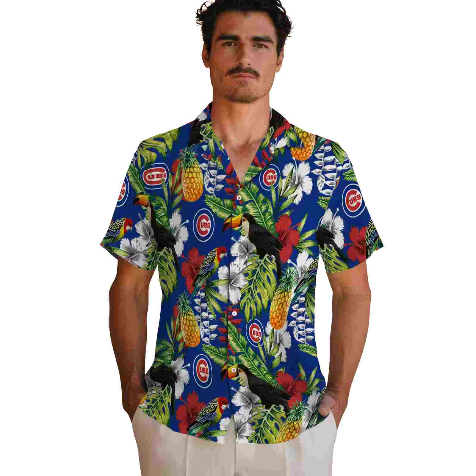 custom chicago cubs tropical toucan blue green hawaiian shirt fashion forward