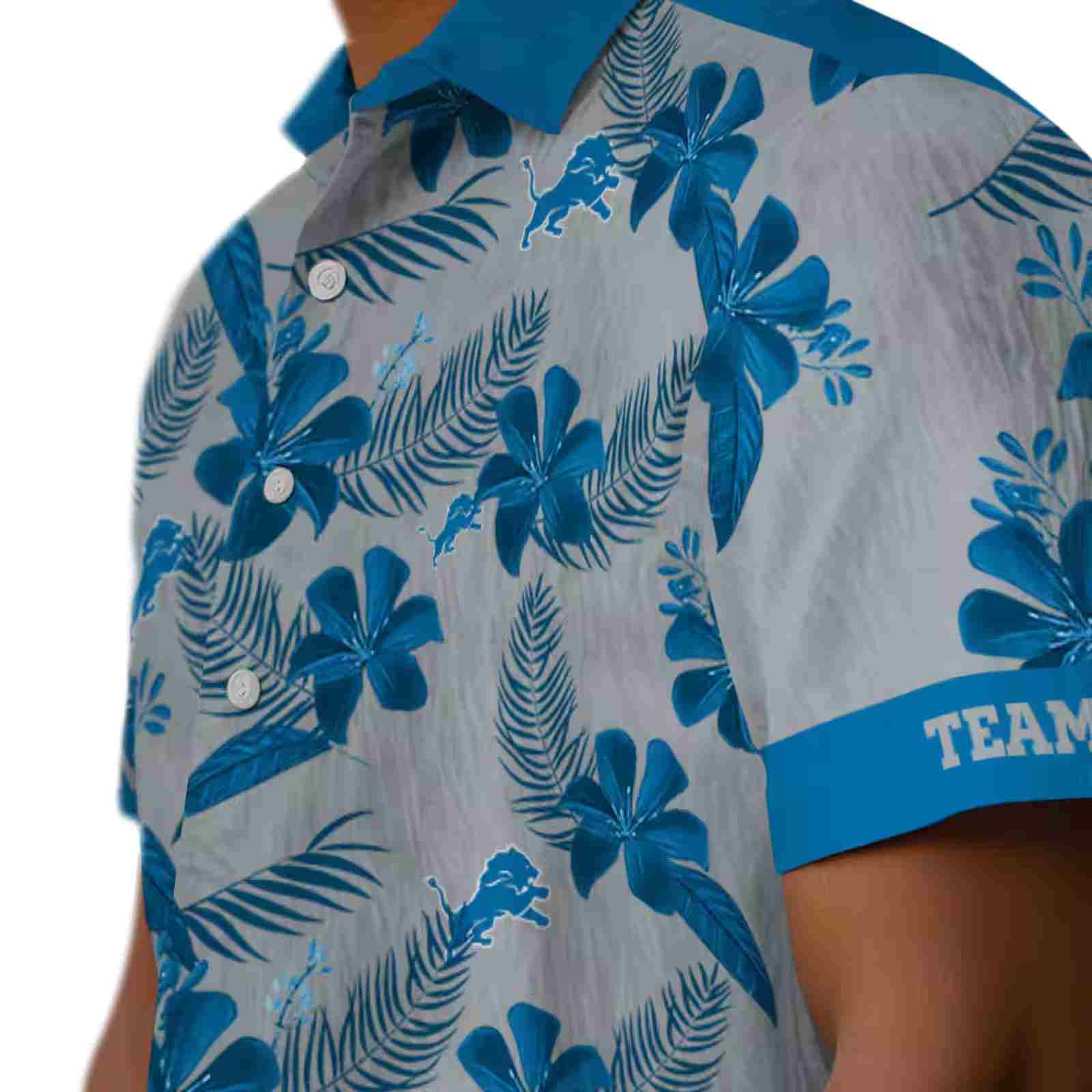 custom detroit lions botanical print silver hawaiian shirt trendy