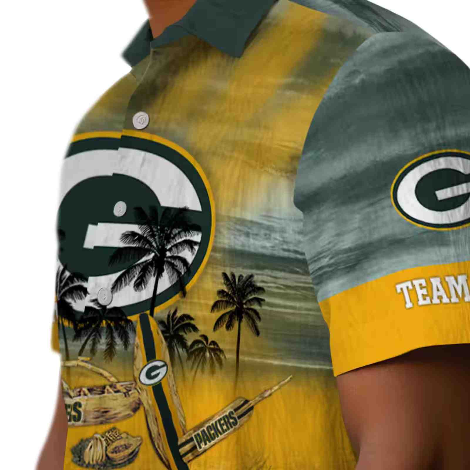 custom green bay packers tropical canoe green hawaiian shirt trendy