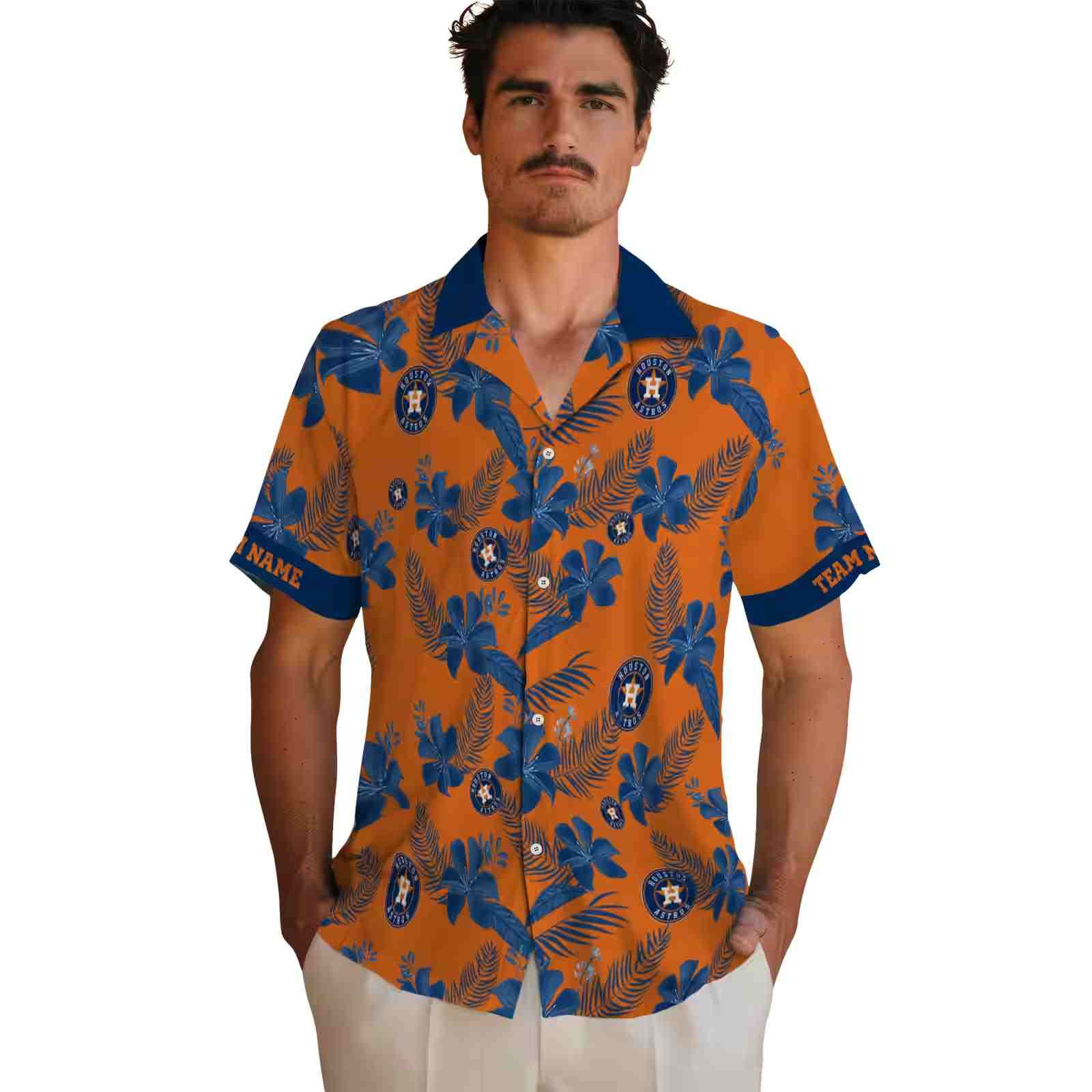 custom houston astros botanical print orange hawaiian shirt fashion forward