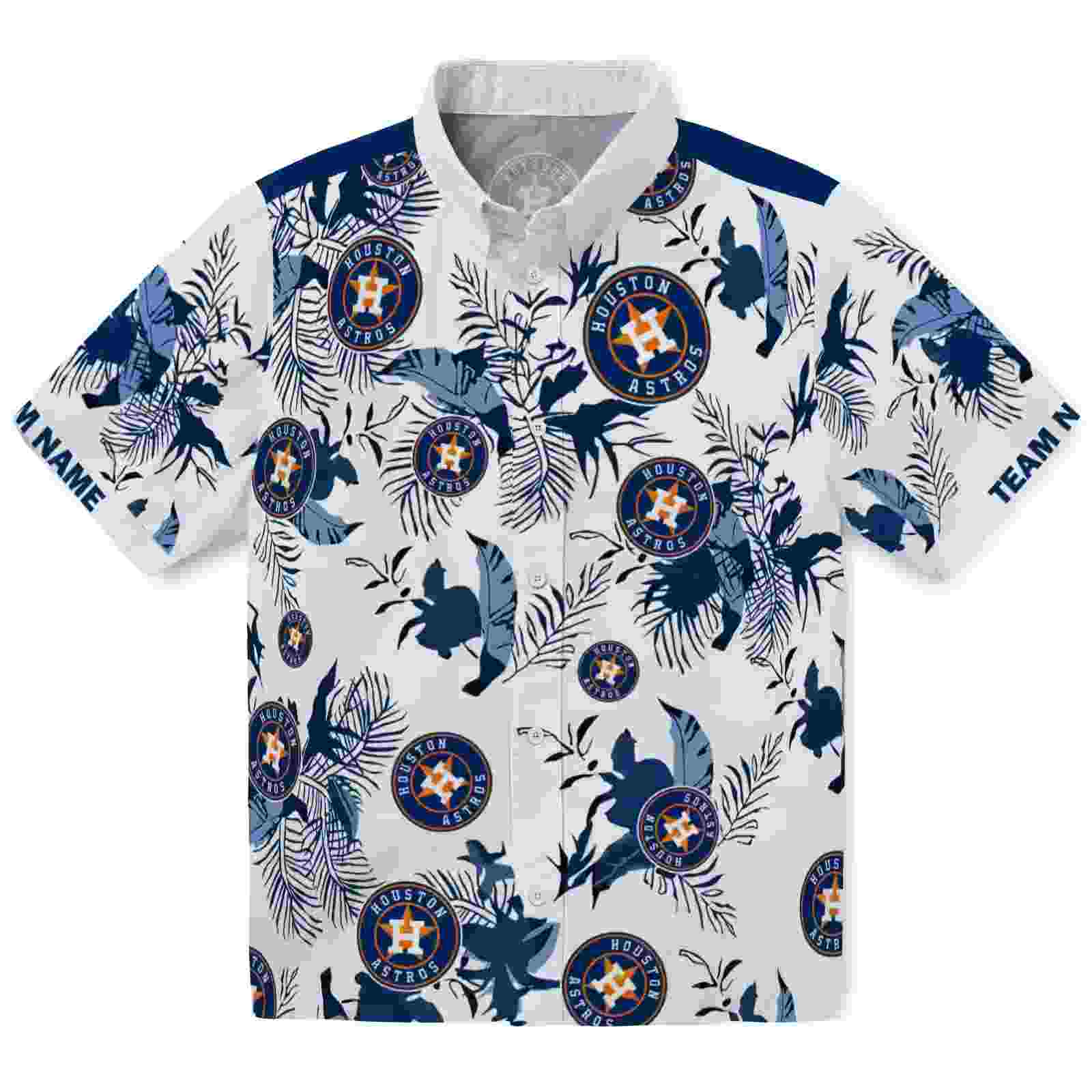 Custom Houston Astros Botanical Theme Blue White Hawaiian Shirt