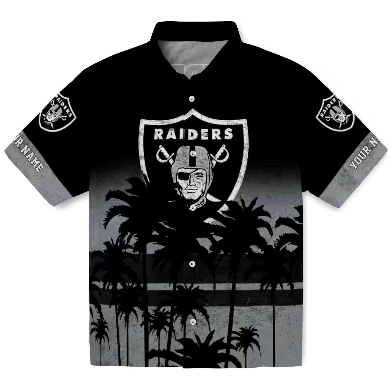 Custom Las Vegas Raiders Sunset Pattern Black Hawaiian Shirt