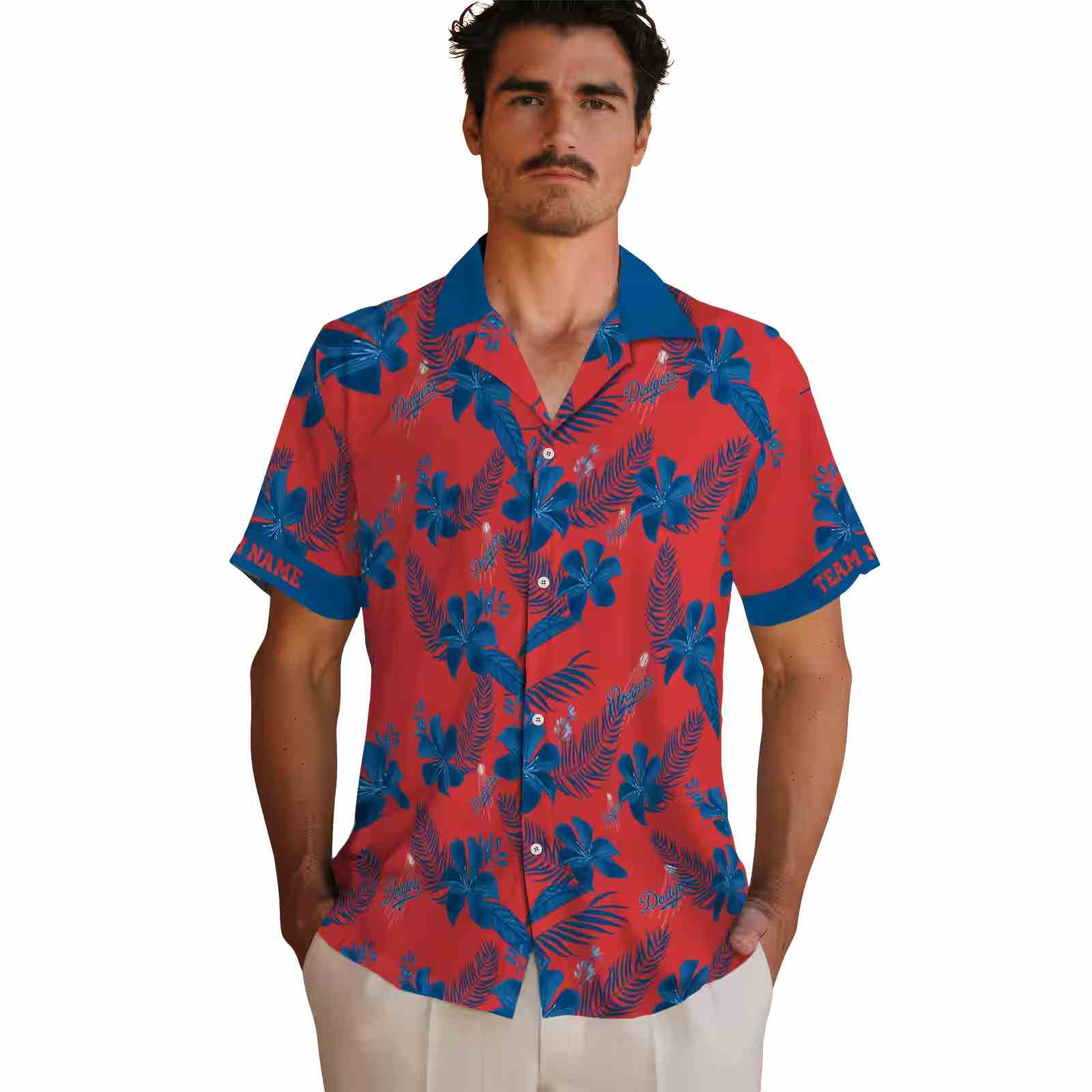 custom los angeles dodgers botanical print red hawaiian shirt fashion forward