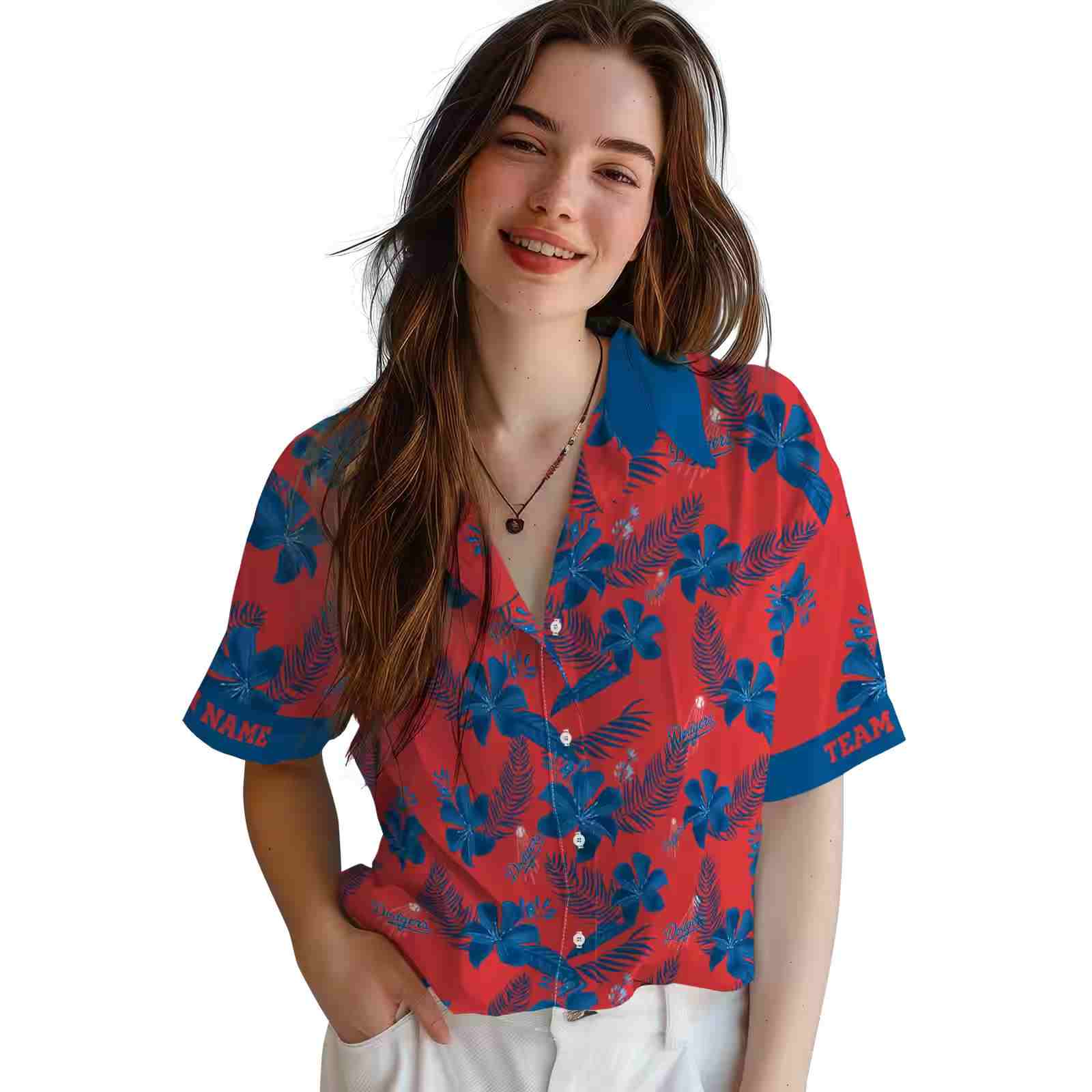 custom los angeles dodgers botanical print red hawaiian shirt latest model