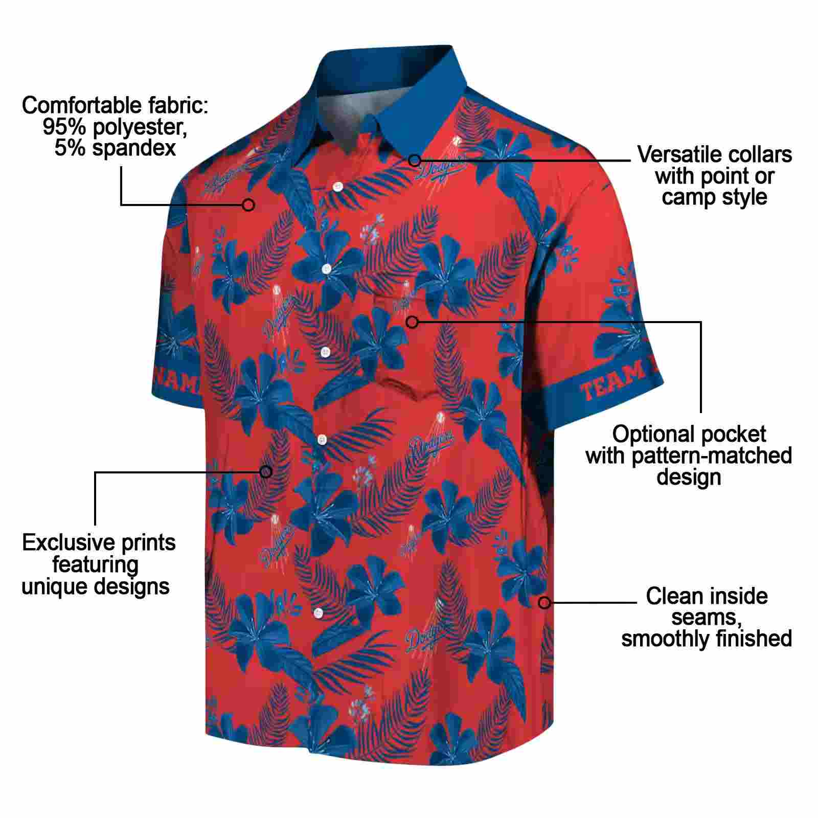 custom los angeles dodgers botanical print red hawaiian shirt new arrival