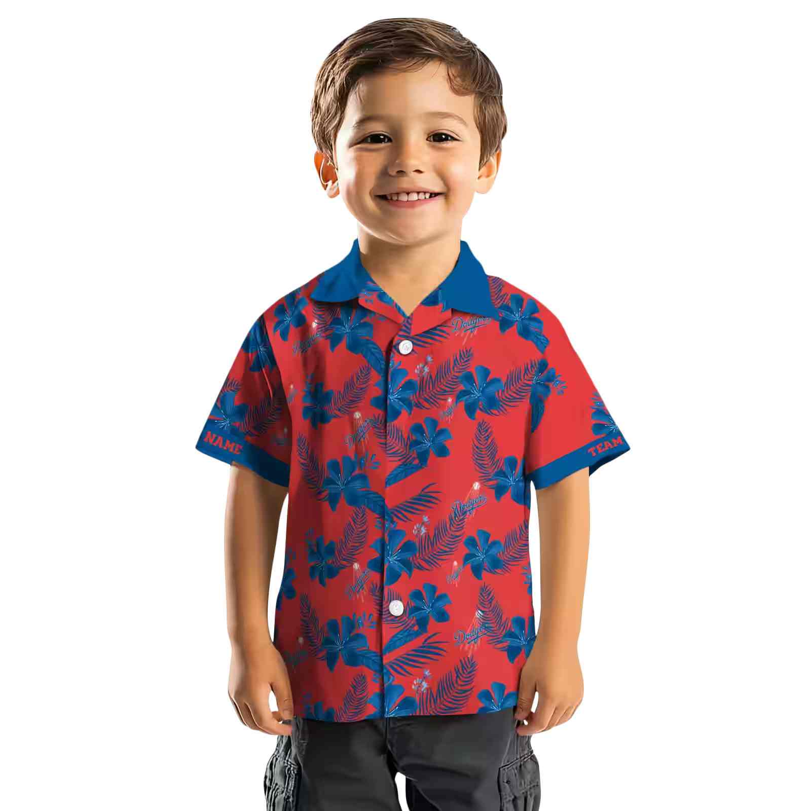 custom los angeles dodgers botanical print red hawaiian shirt top rated