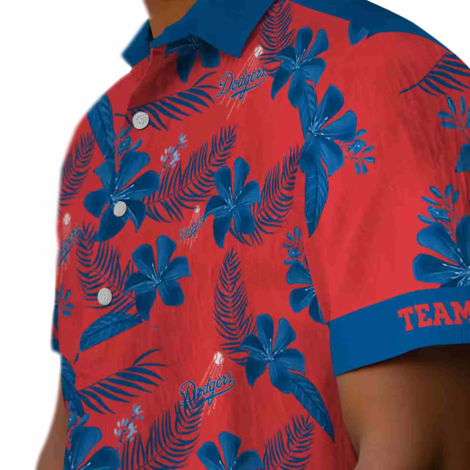 custom los angeles dodgers botanical print red hawaiian shirt trendy