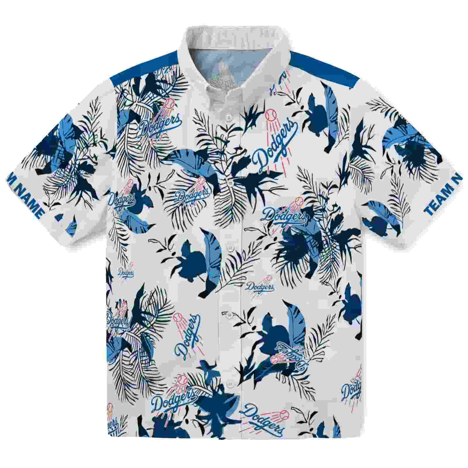 Custom Los Angeles Dodgers Botanical Theme Blue White Hawaiian Shirt