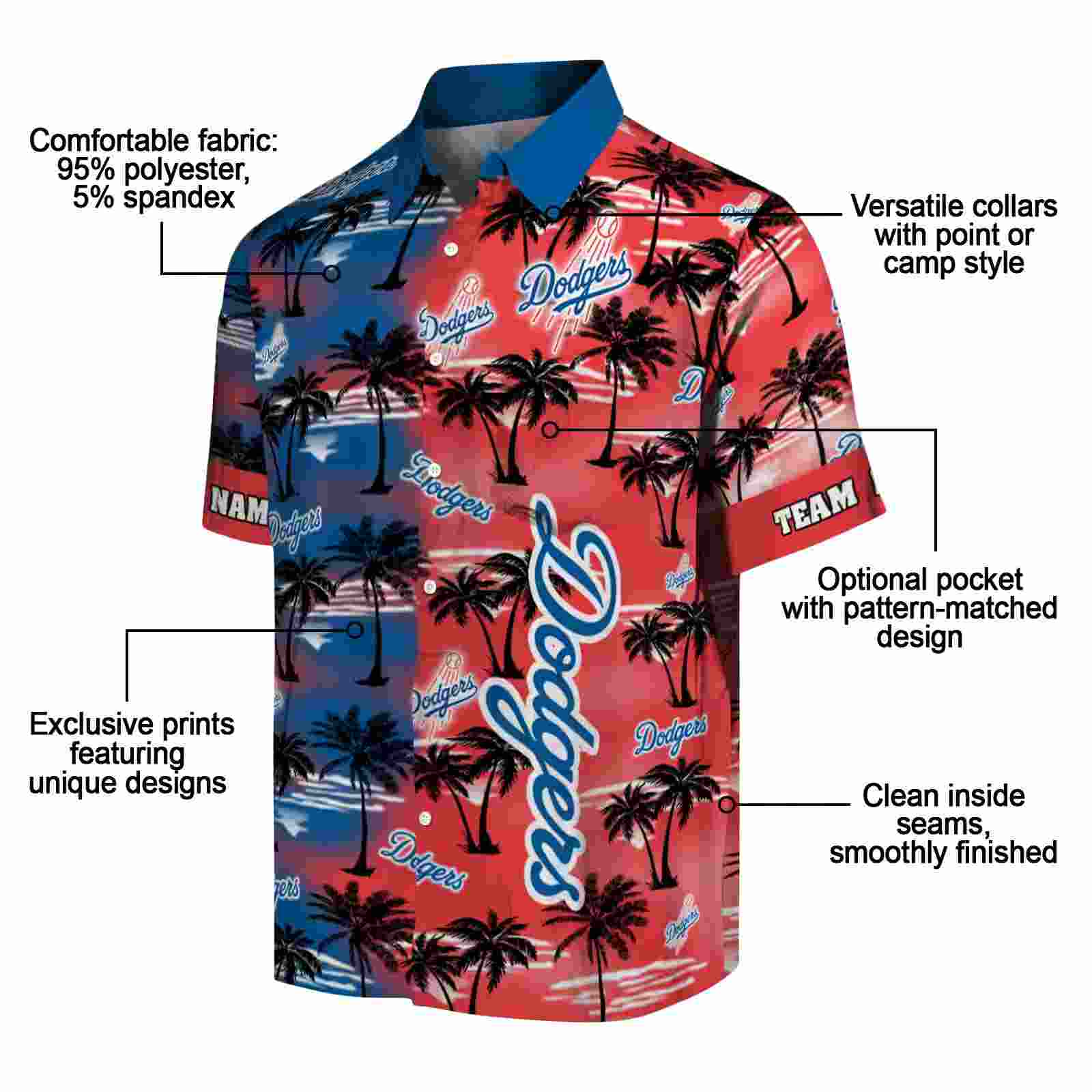 custom los angeles dodgers palm silhouettes blue hawaiian shirt new arrival