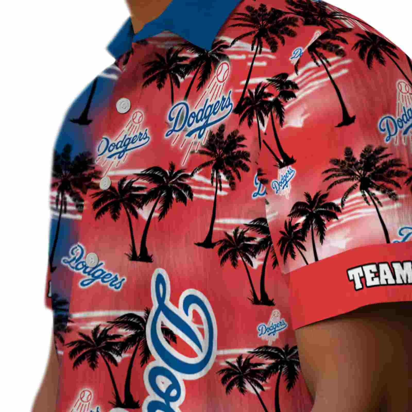 custom los angeles dodgers palm silhouettes blue hawaiian shirt trendy