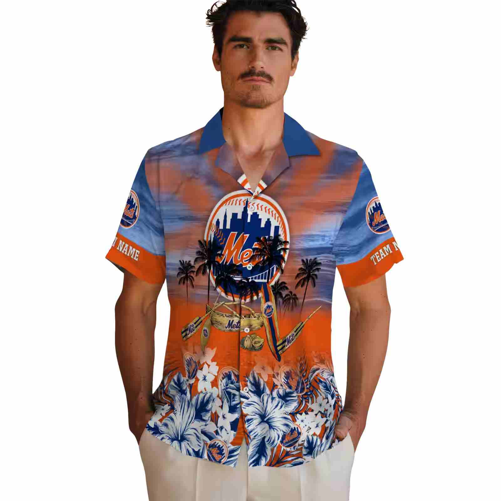 custom new york mets tropical canoe blue hawaiian shirt fashion forward