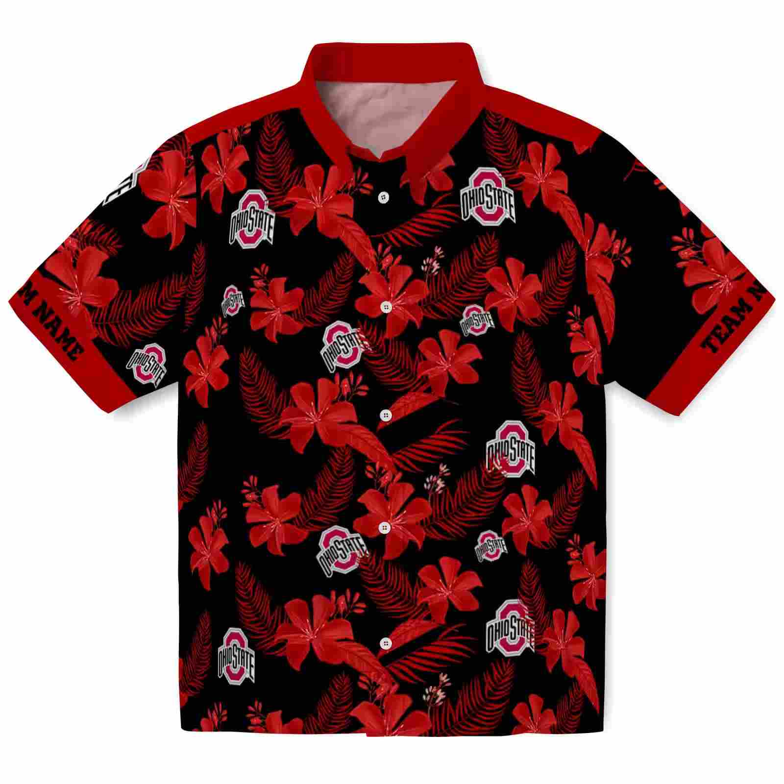 Custom Ohio State Buckeyes Botanical Print Gray Hawaiian Shirt