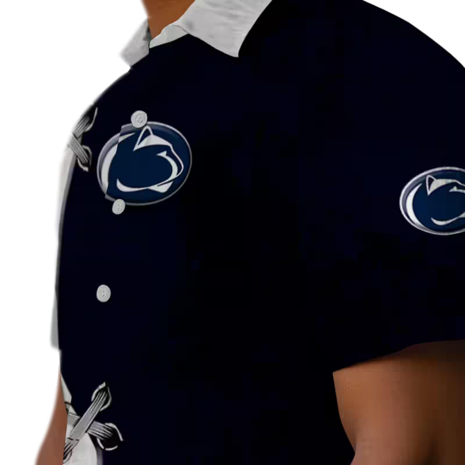 custom penn state nittany lions edgy streaks blue white hawaiian shirt trendy