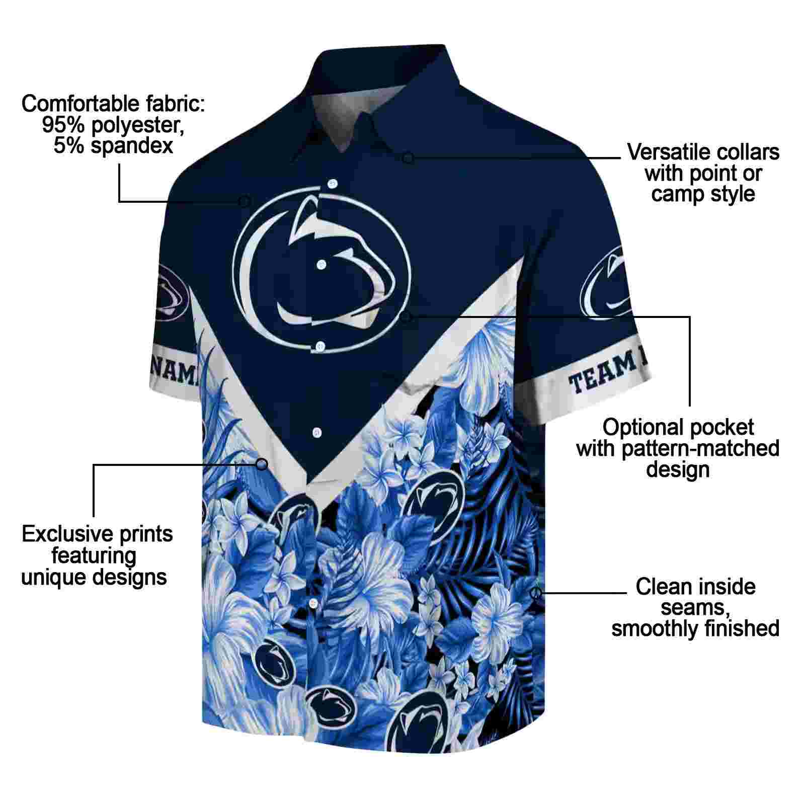 custom penn state nittany lions floral chevron blue hawaiian shirt new arrival