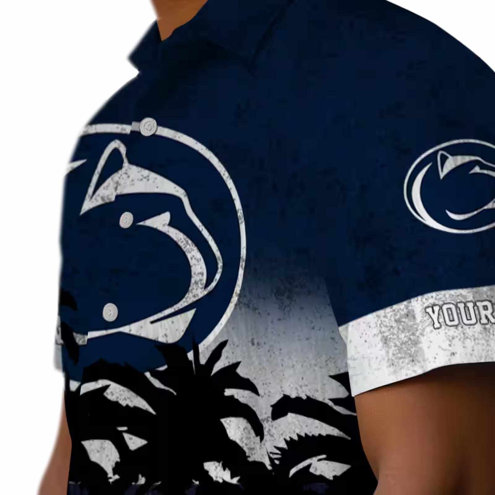 custom penn state nittany lions sunset pattern blue black hawaiian shirt trendy