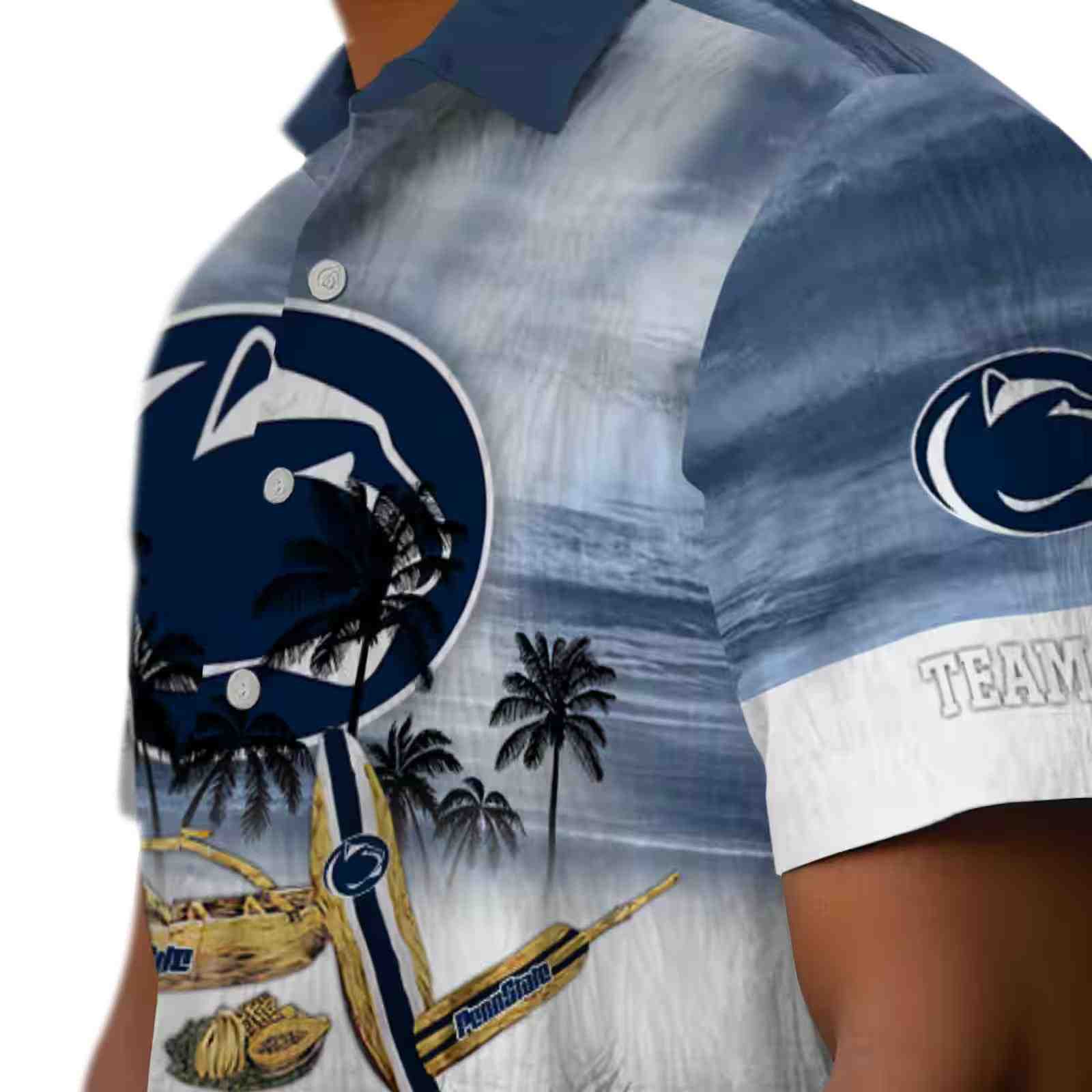 custom penn state nittany lions tropical canoe blue hawaiian shirt trendy