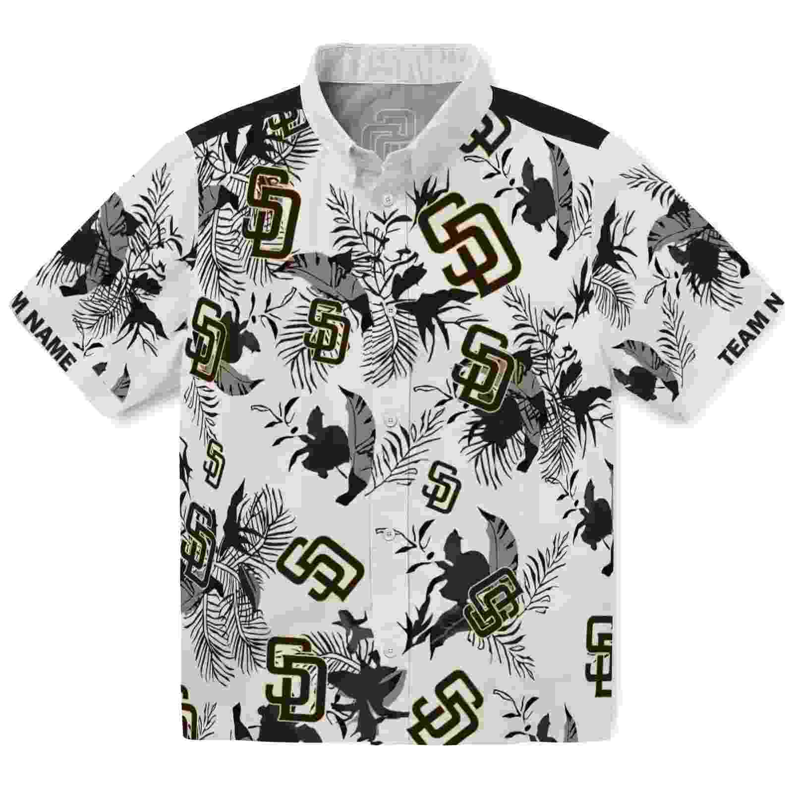 Custom San Diego Padres Botanical Theme Brown White Hawaiian Shirt