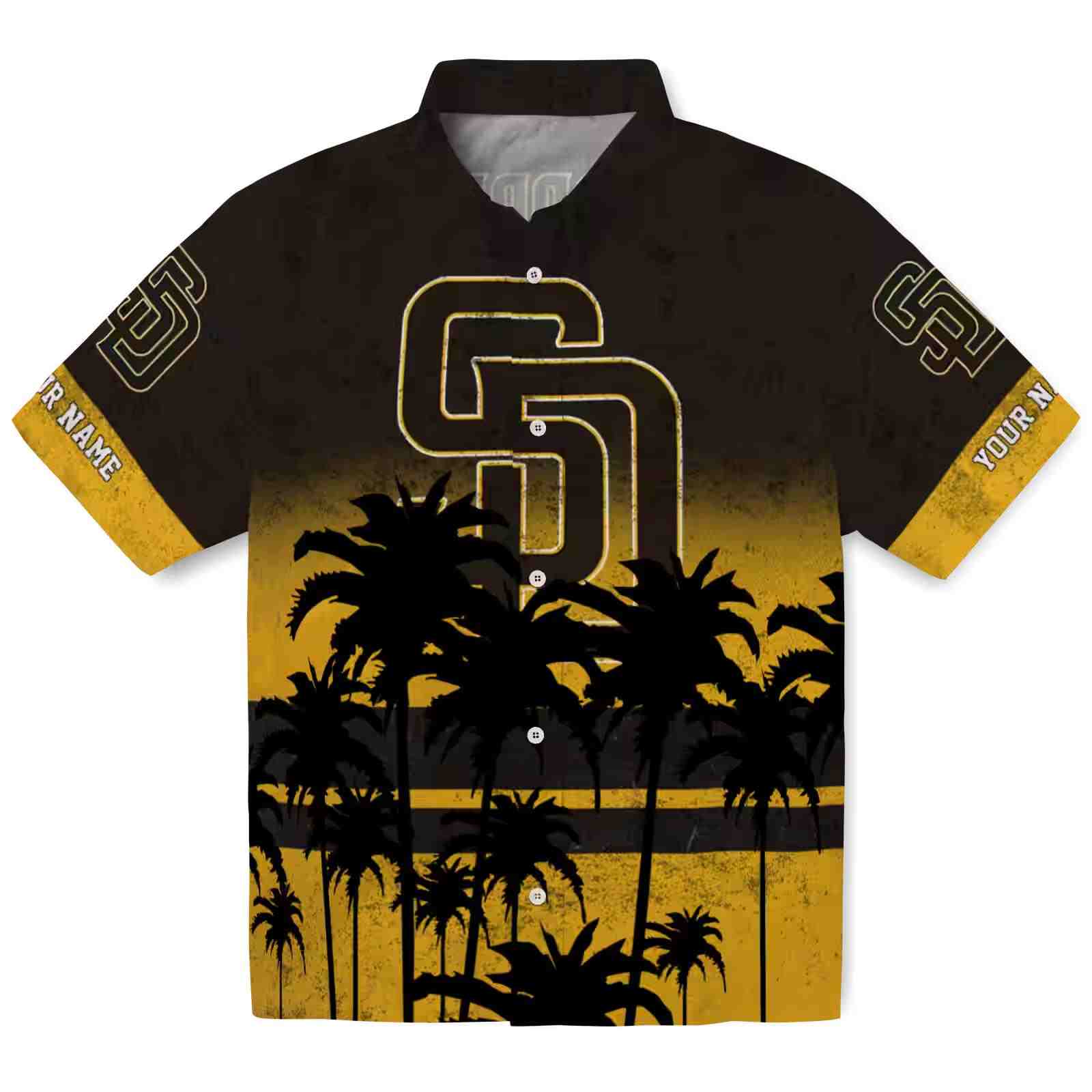 Custom San Diego Padres Sunset Pattern Brown Black Hawaiian Shirt