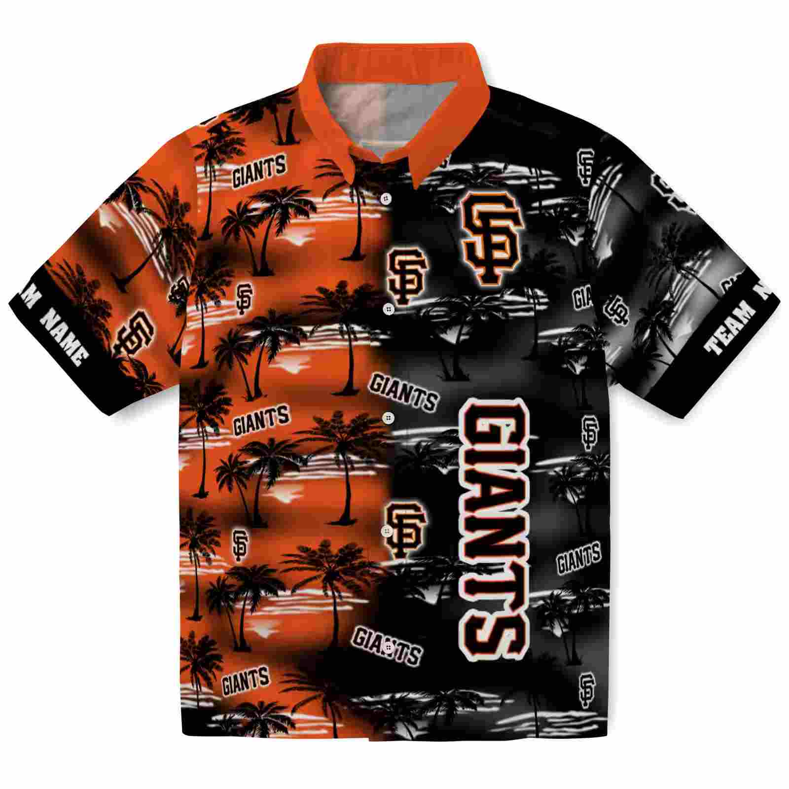 Custom San Francisco Giants Palm Silhouettes Orange Hawaiian Shirt