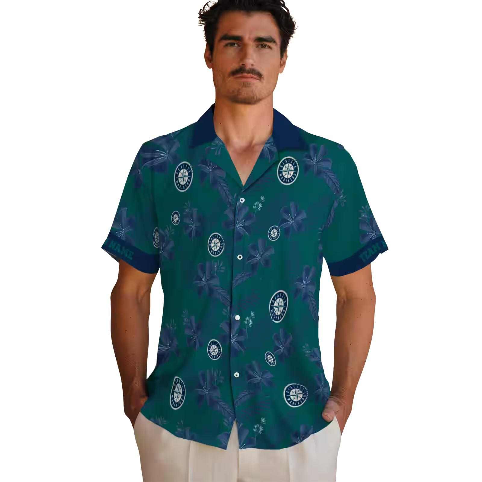 custom seattle mariners botanical print green hawaiian shirt fashion forward