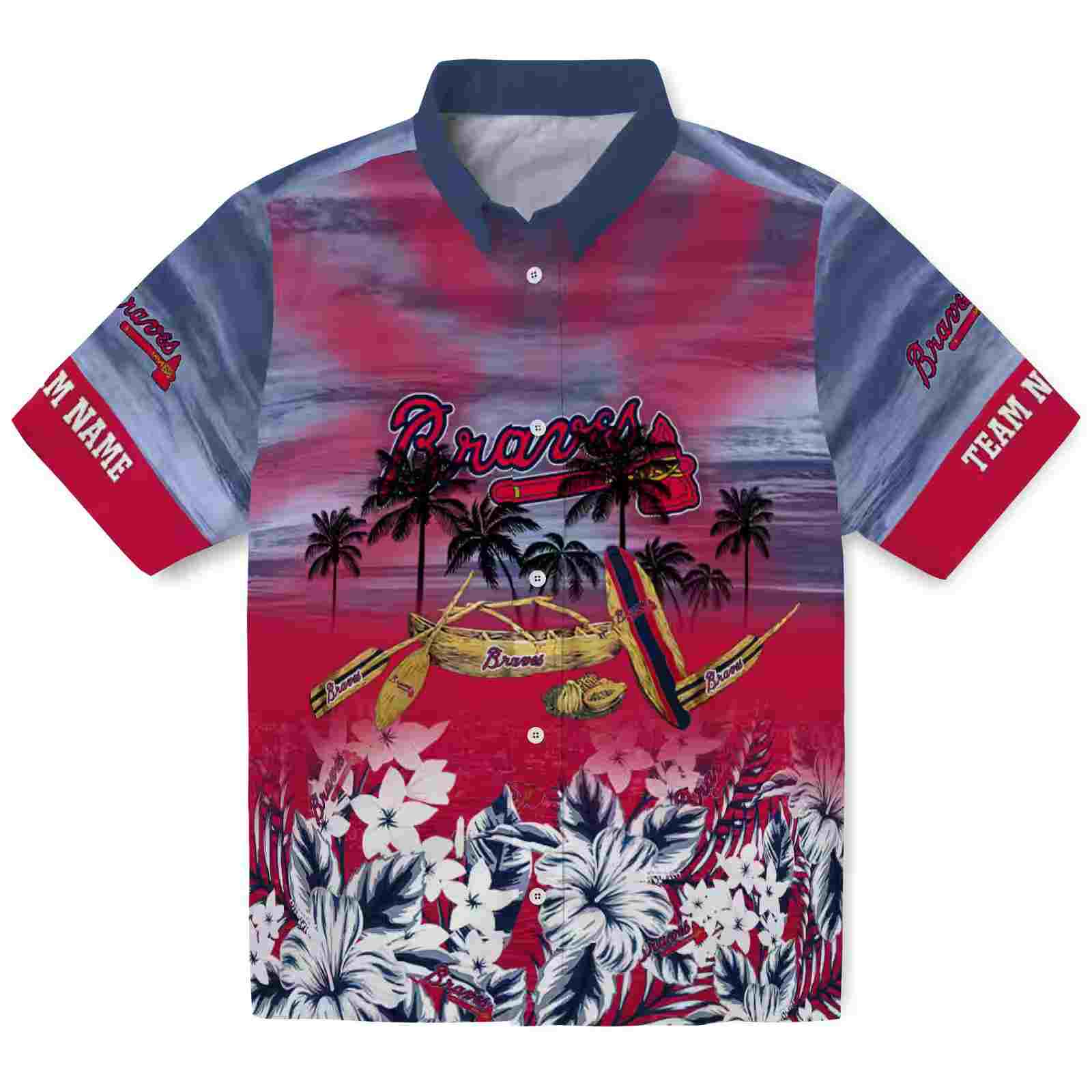 Customized Atlanta Braves Tropical Canoe Navy Hawaiian Shirt