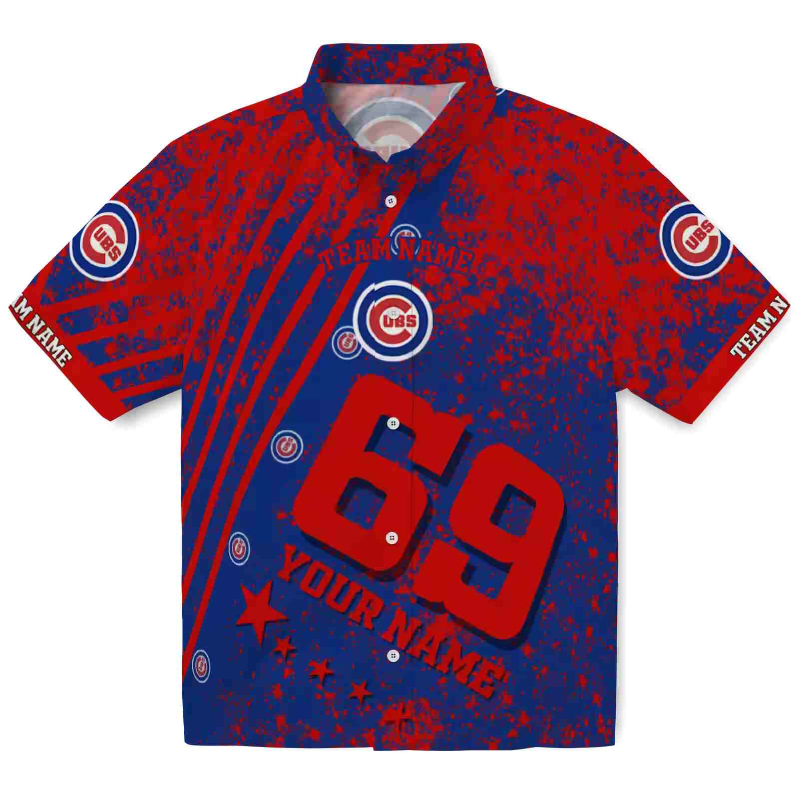 Customized Chicago Cubs Star Stripes Blue Hawaiian Shirt