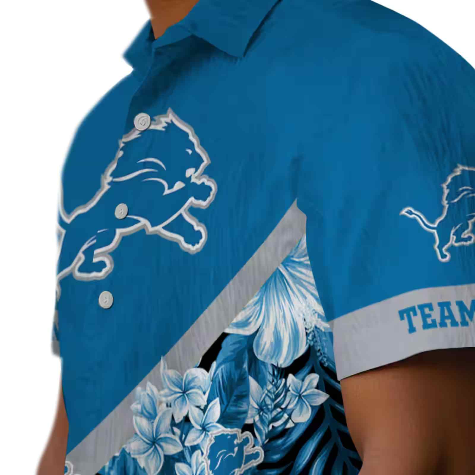 customized detroit lions floral chevron blue hawaiian shirt trendy