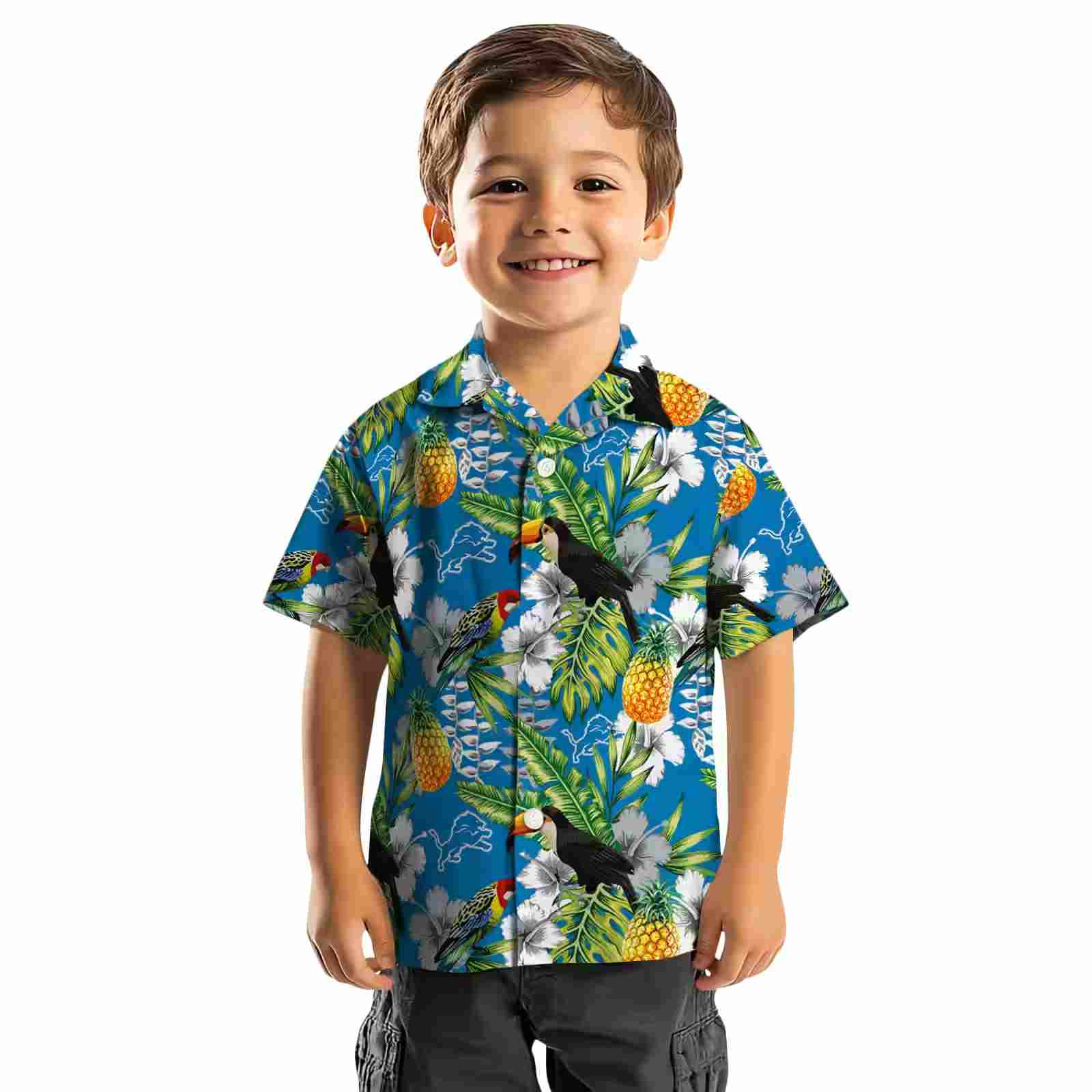 customized detroit lions tropical toucan blue green hawaiian shirt top rated