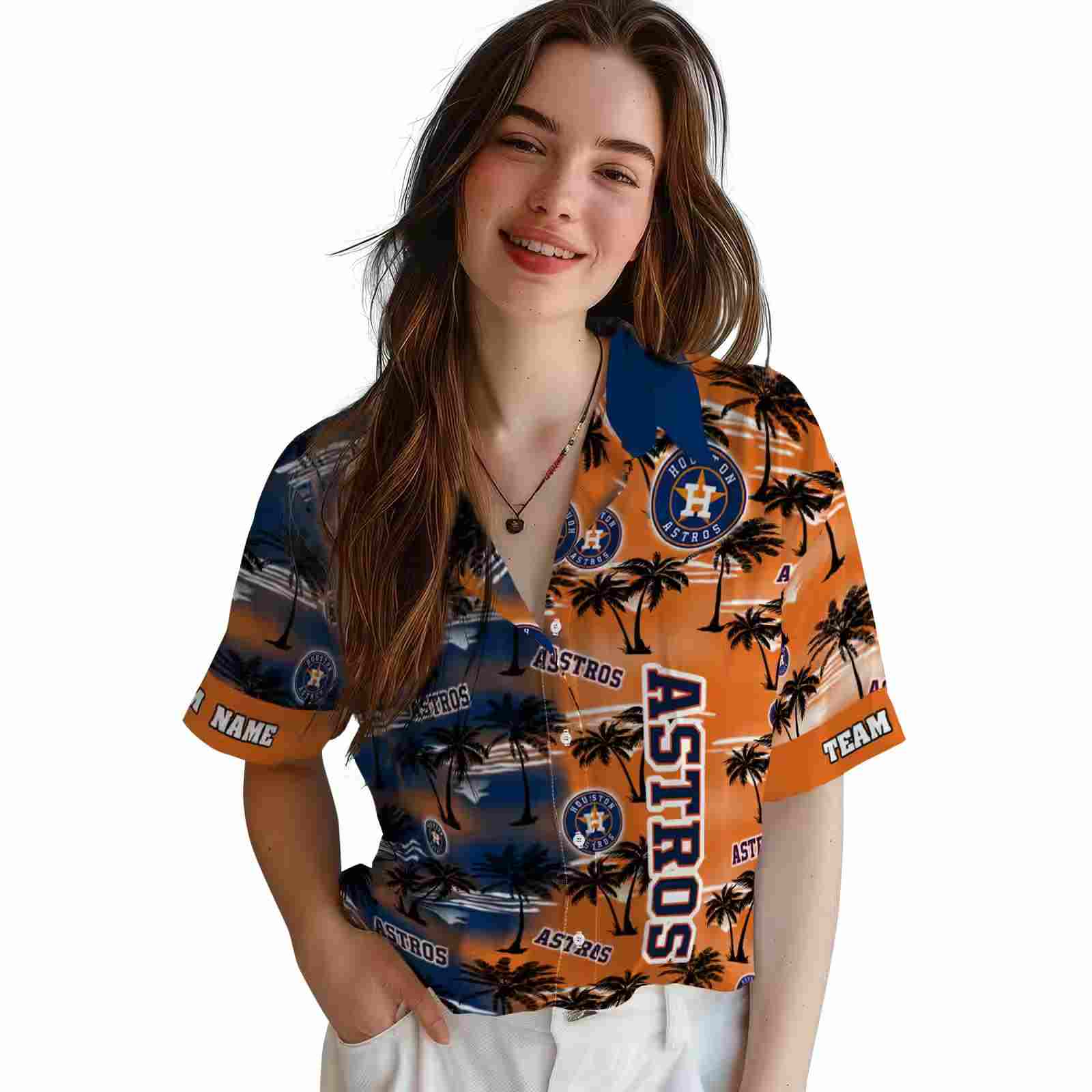 customized houston astros palm silhouettes blue hawaiian shirt latest model