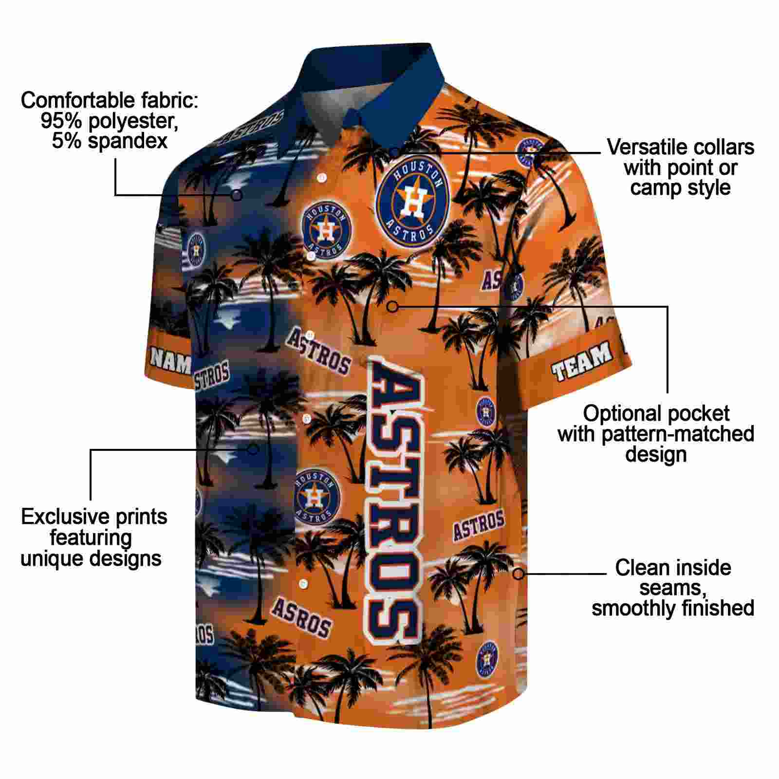 customized houston astros palm silhouettes blue hawaiian shirt new arrival