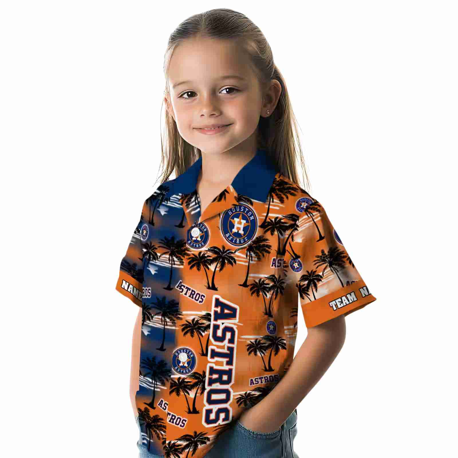 customized houston astros palm silhouettes blue hawaiian shirt premium grade