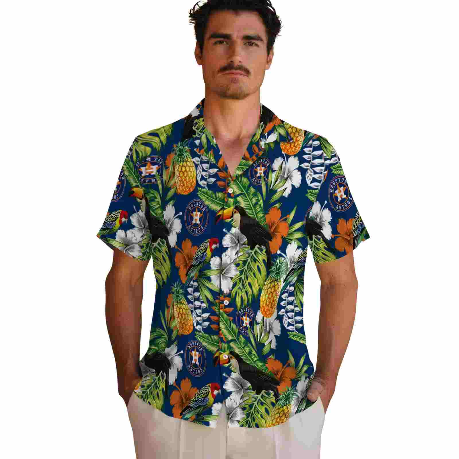 customized houston astros tropical toucan blue green hawaiian shirt fashion forward