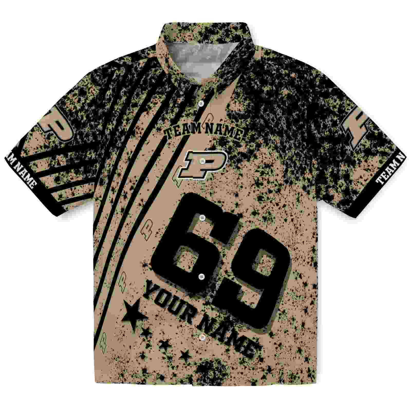 Customized Purdue Boilermakers Star Stripes Gold Hawaiian Shirt