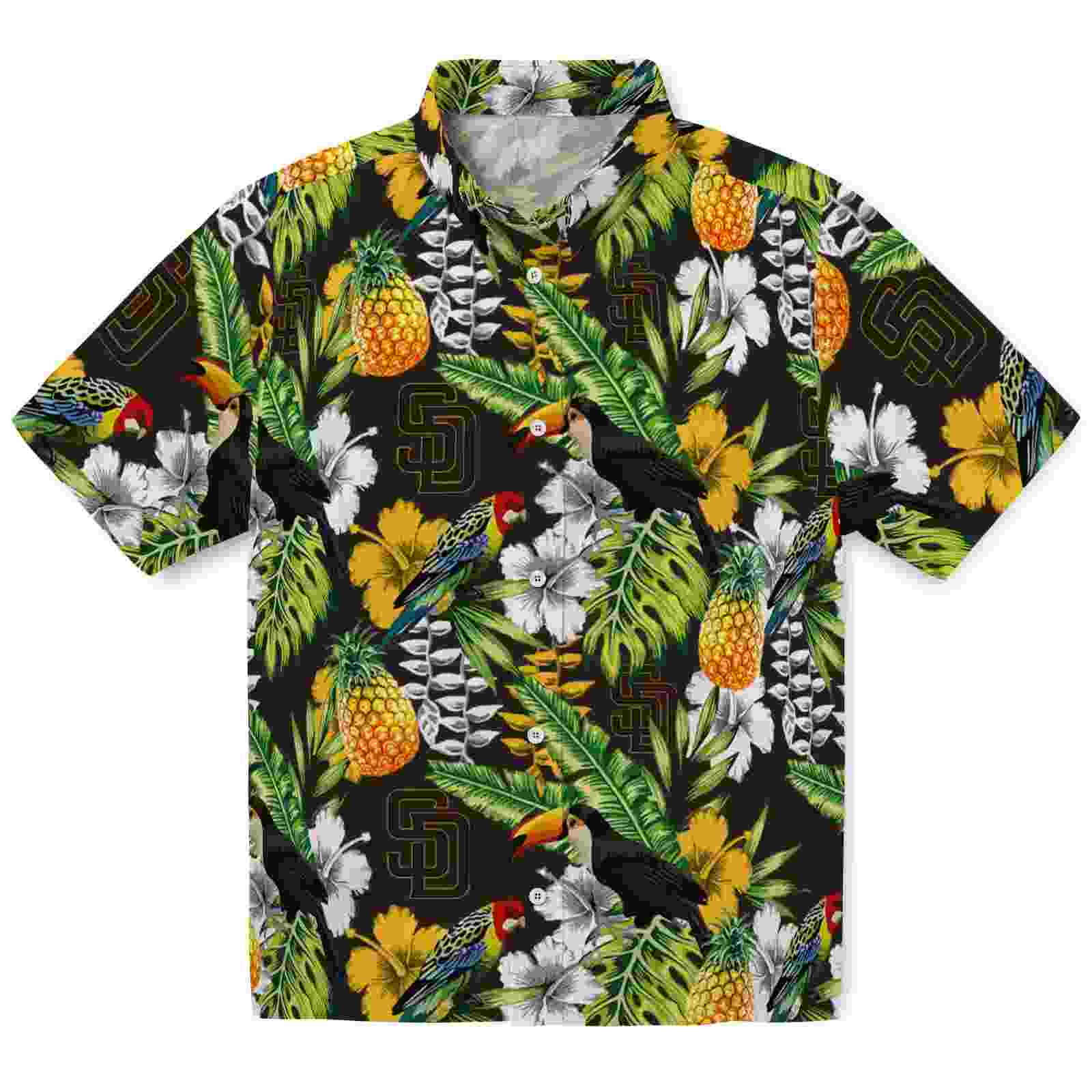 Customized San Diego Padres Tropical Toucan Brown Green Hawaiian Shirt