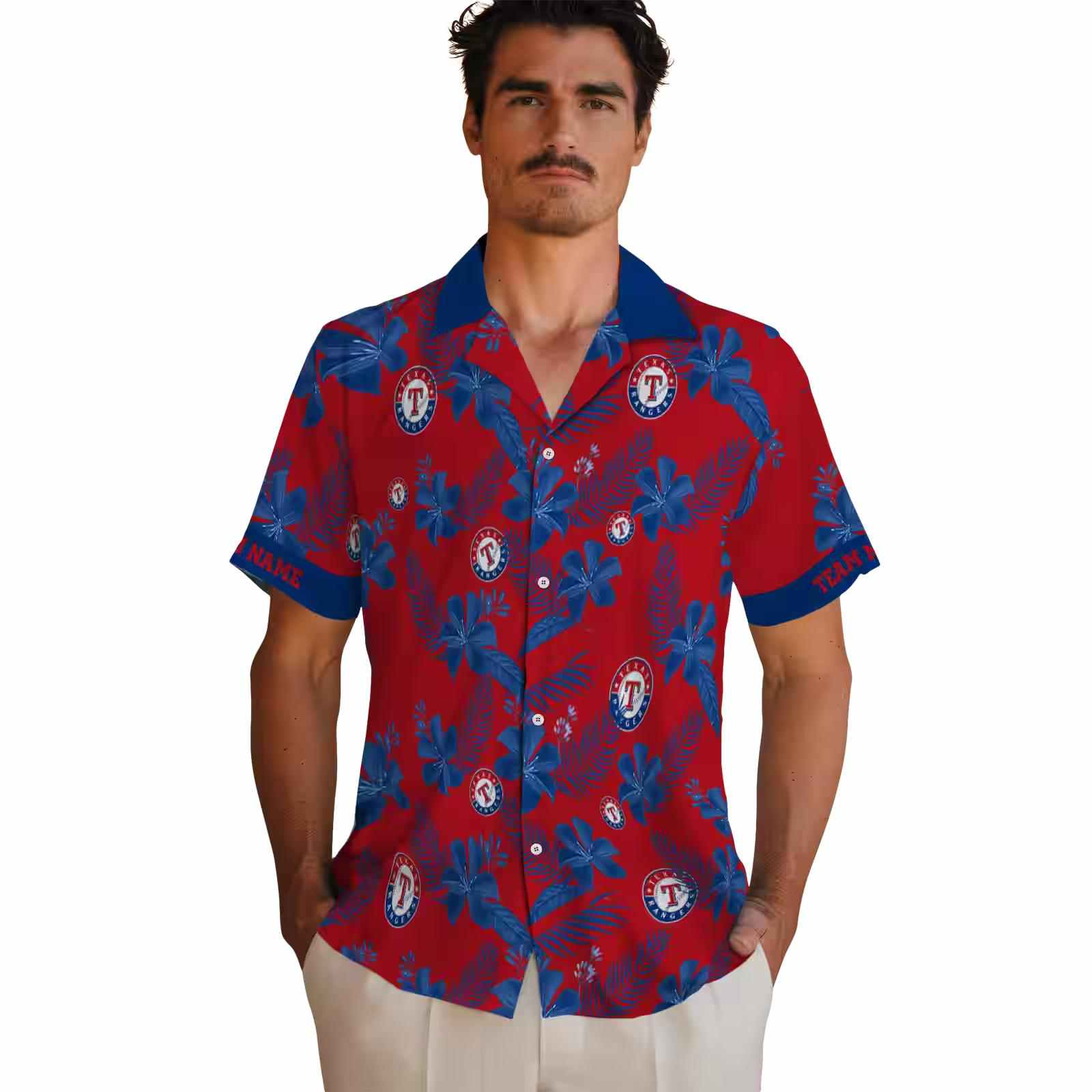 customized texas rangers botanical print red hawaiian shirt fashion forward