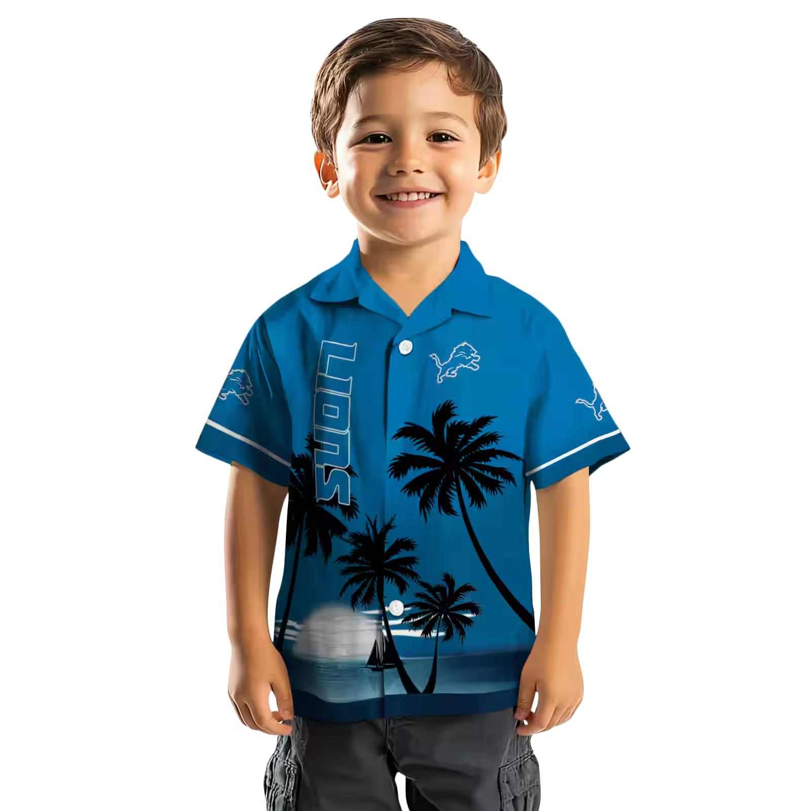 detroit lions beach sunset blue black hawaiian shirt top rated