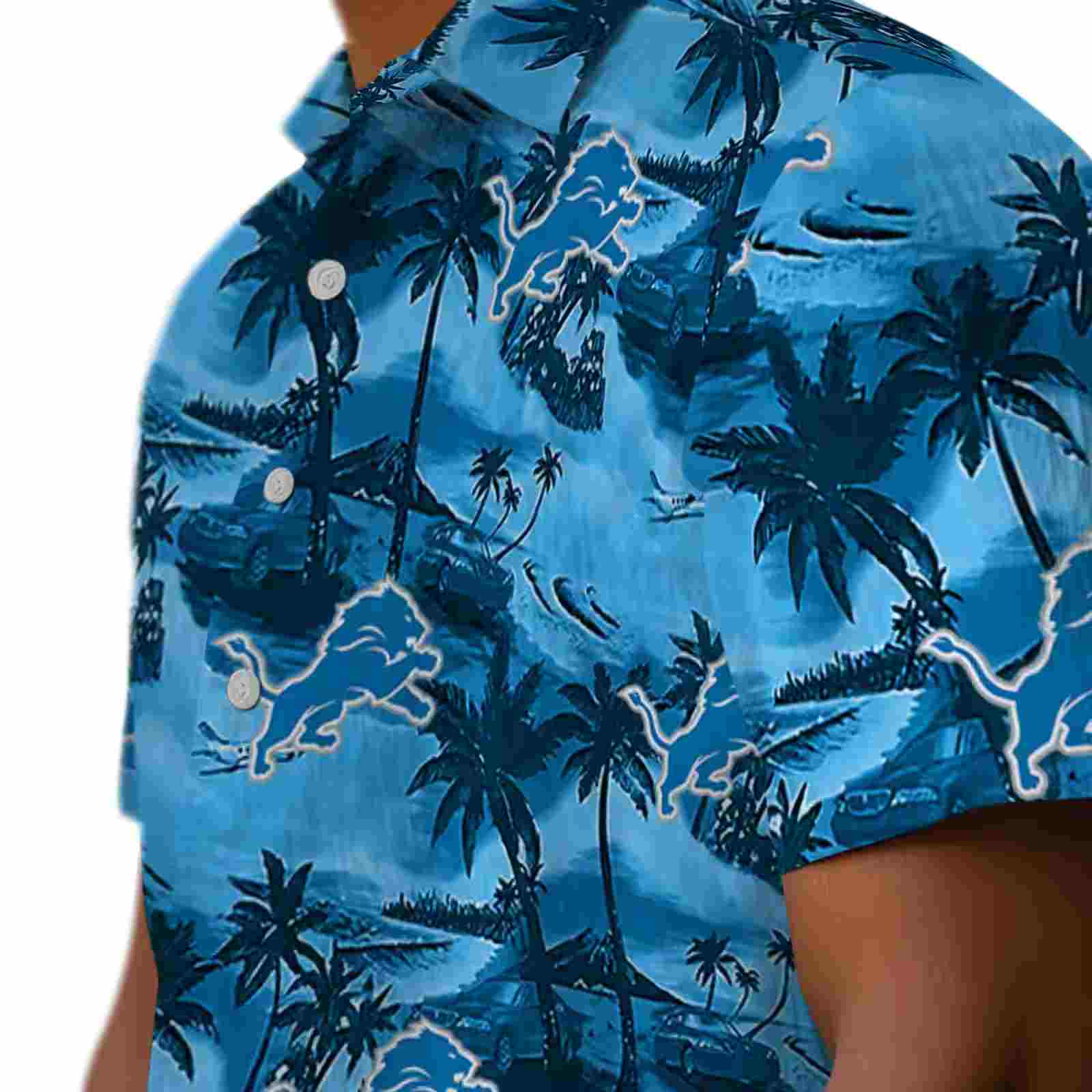 detroit lions coastal palms blue hawaiian shirt trendy