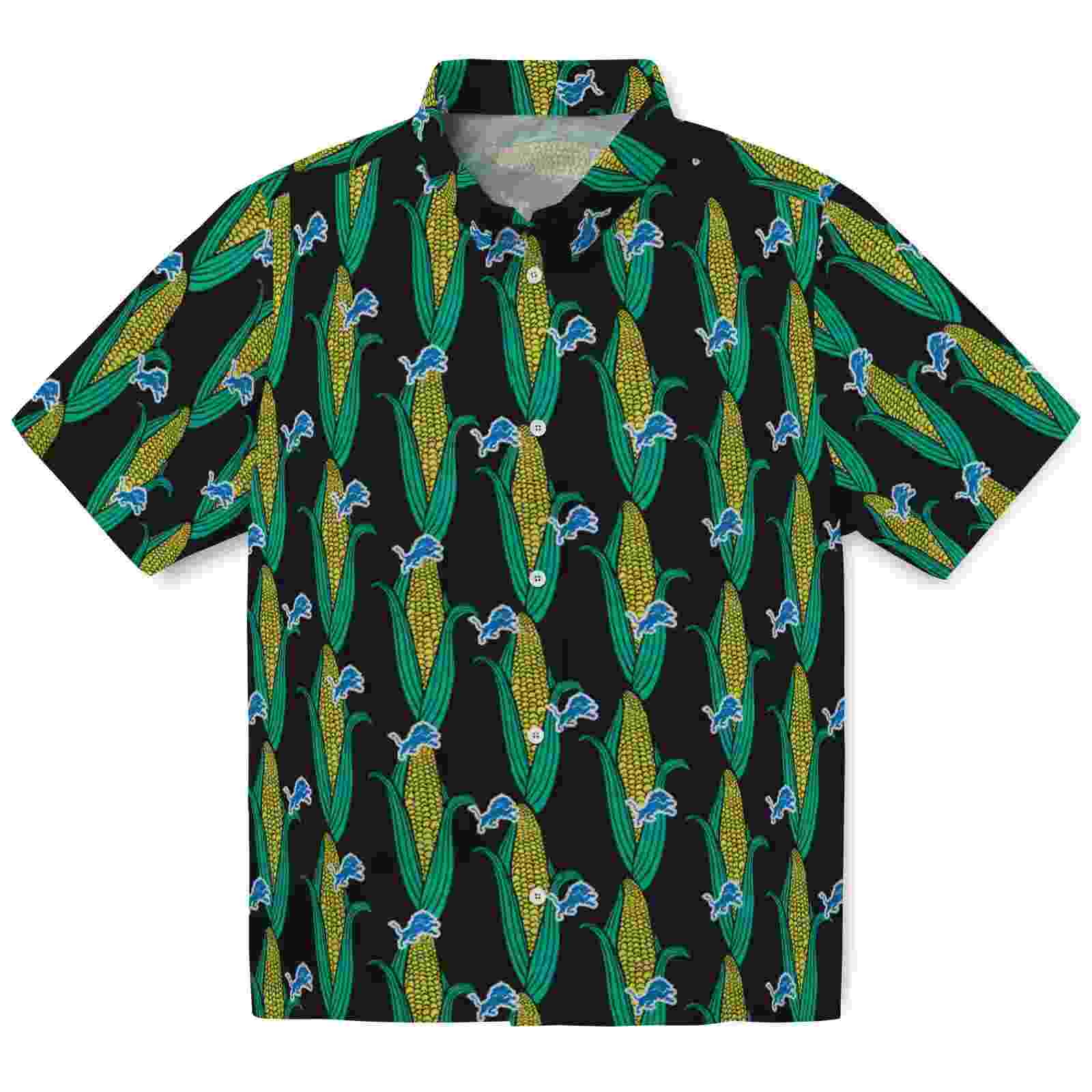 detroit lions corn motifs black green hawaiian shirt best selling