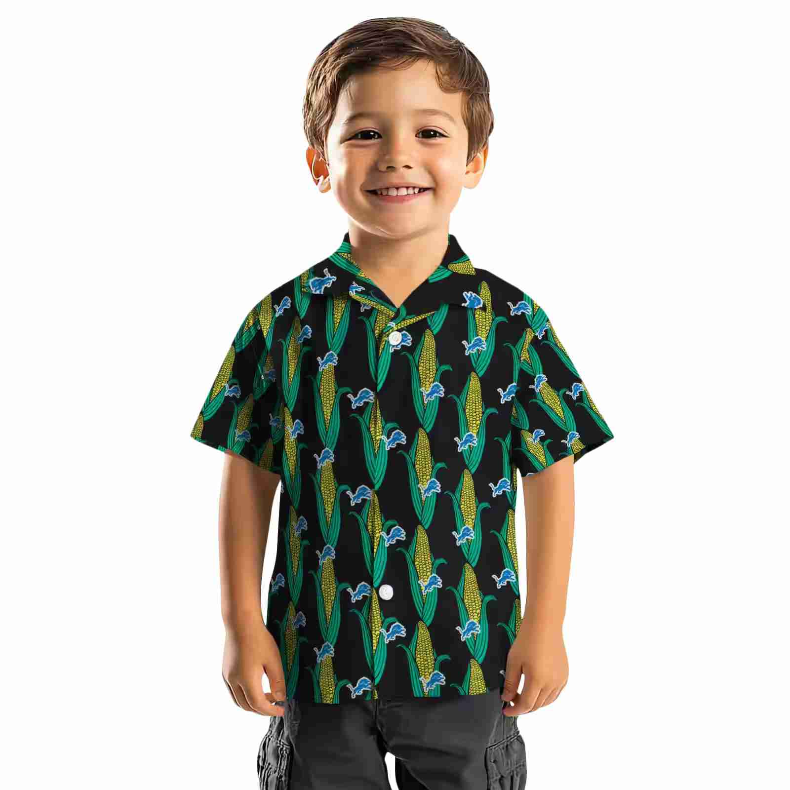 detroit lions corn motifs black green hawaiian shirt top rated