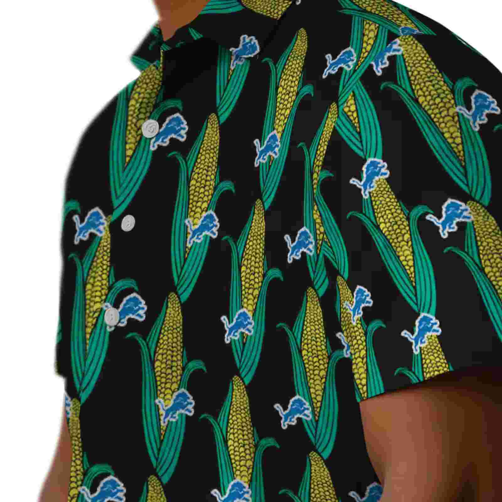 detroit lions corn motifs black green hawaiian shirt trendy