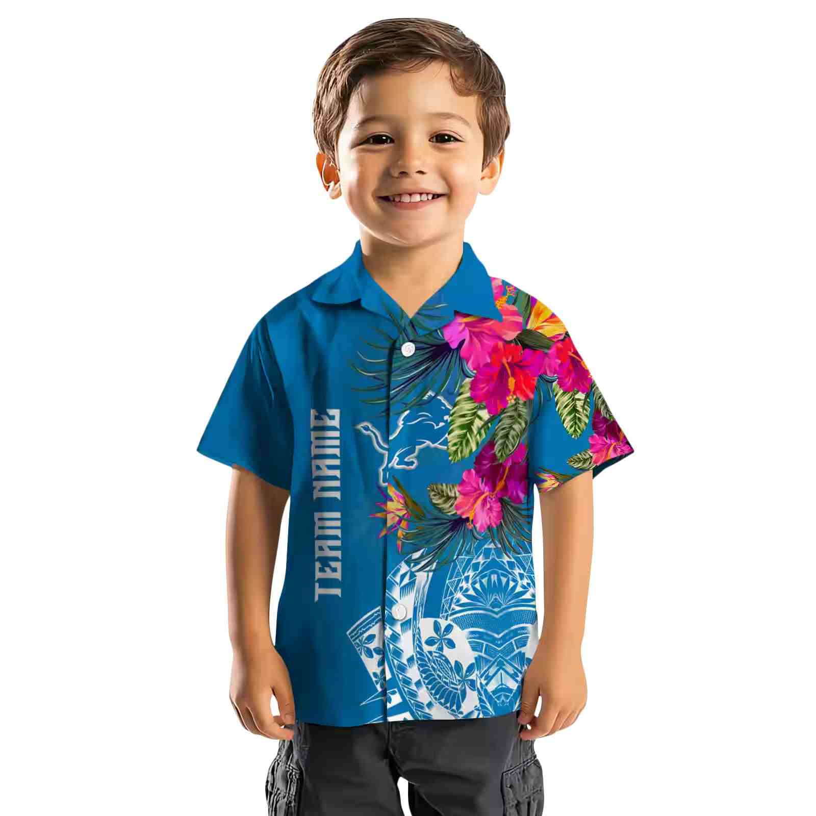 detroit lions floral polynesian blue hawaiian shirt top rated