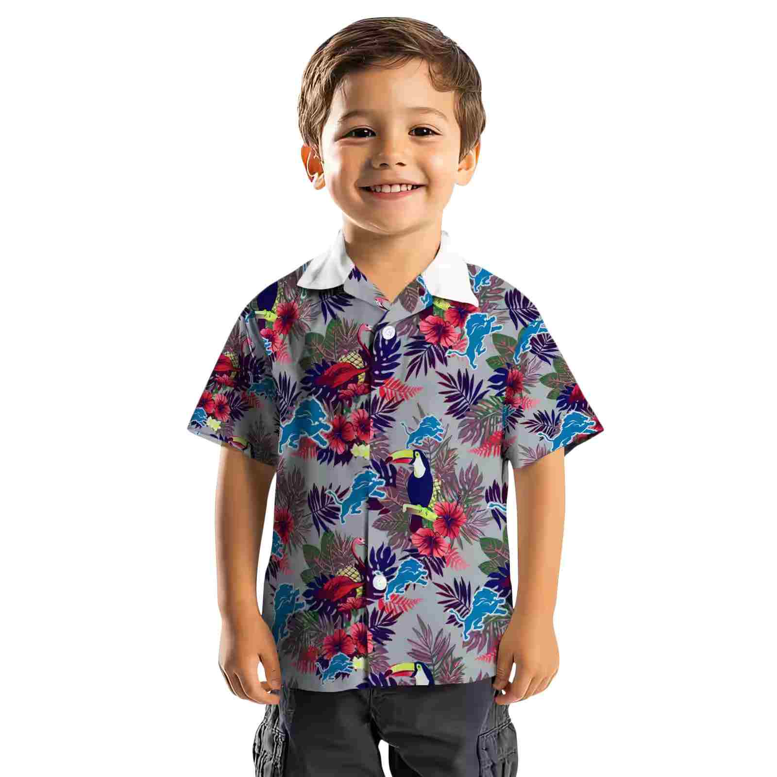 detroit lions floral toucan blue red hawaiian shirt top rated