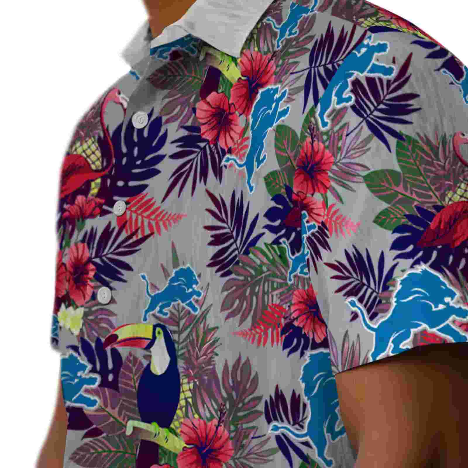 detroit lions floral toucan blue red hawaiian shirt trendy