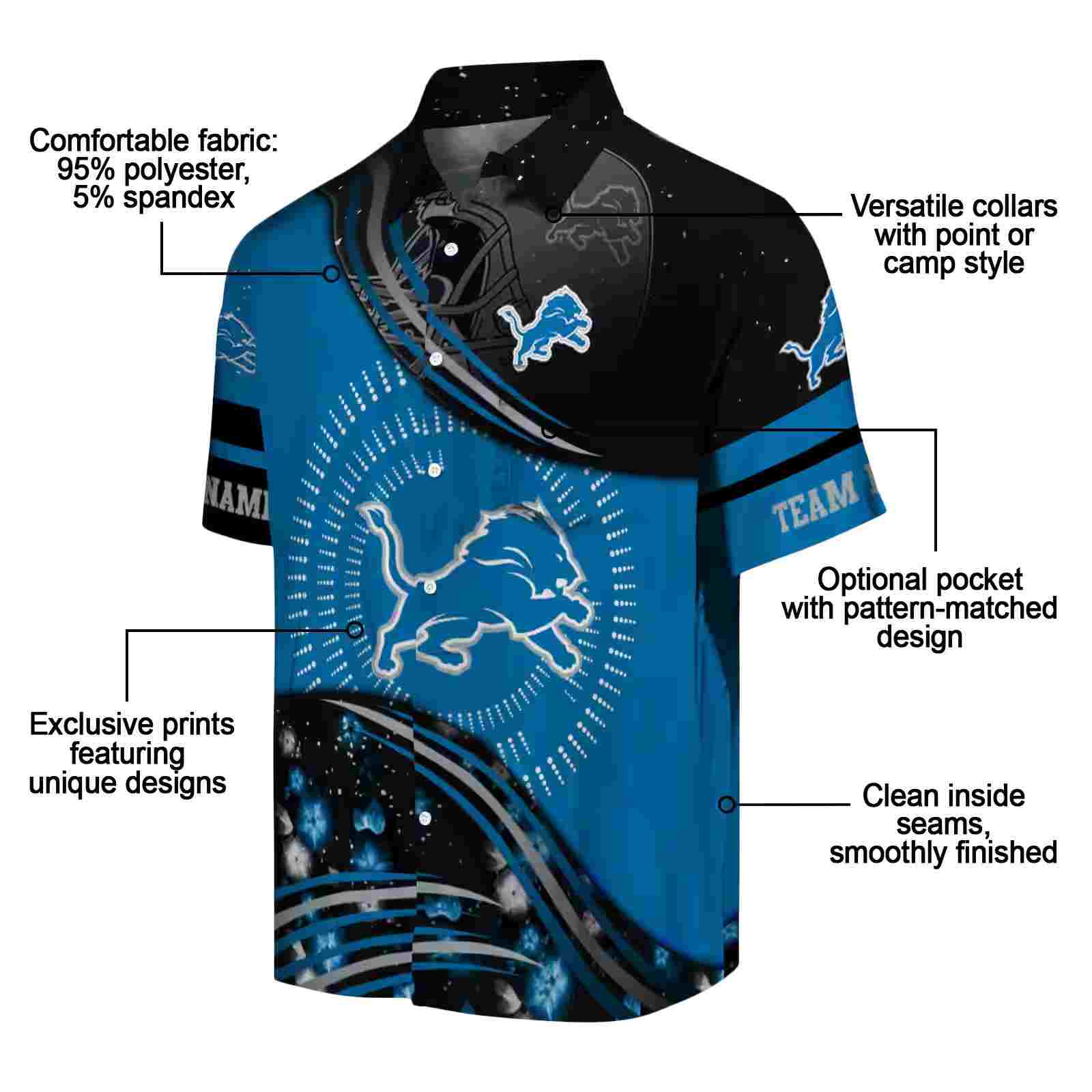 detroit lions football wave blue black hawaiian shirt new arrival