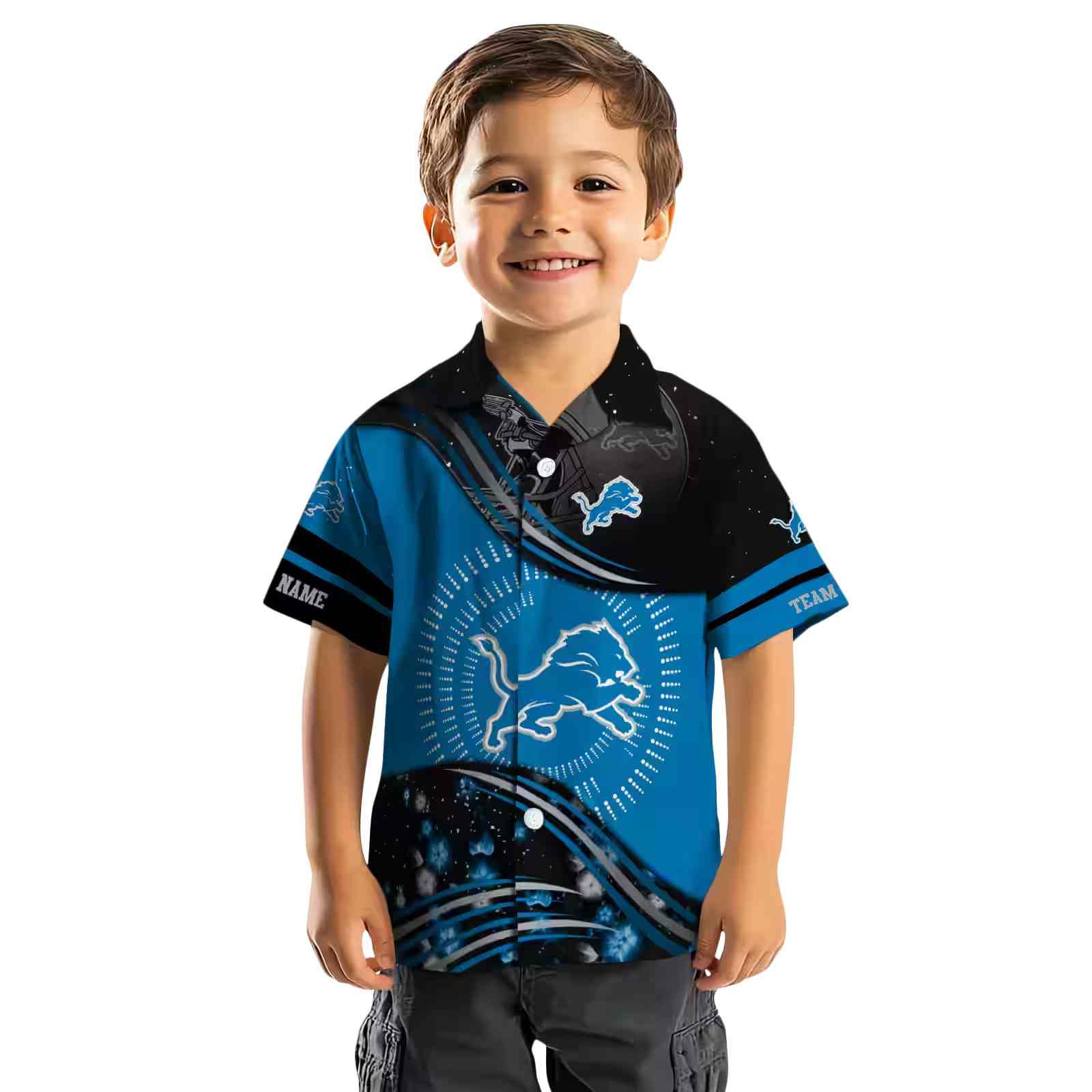 detroit lions football wave blue black hawaiian shirt top rated