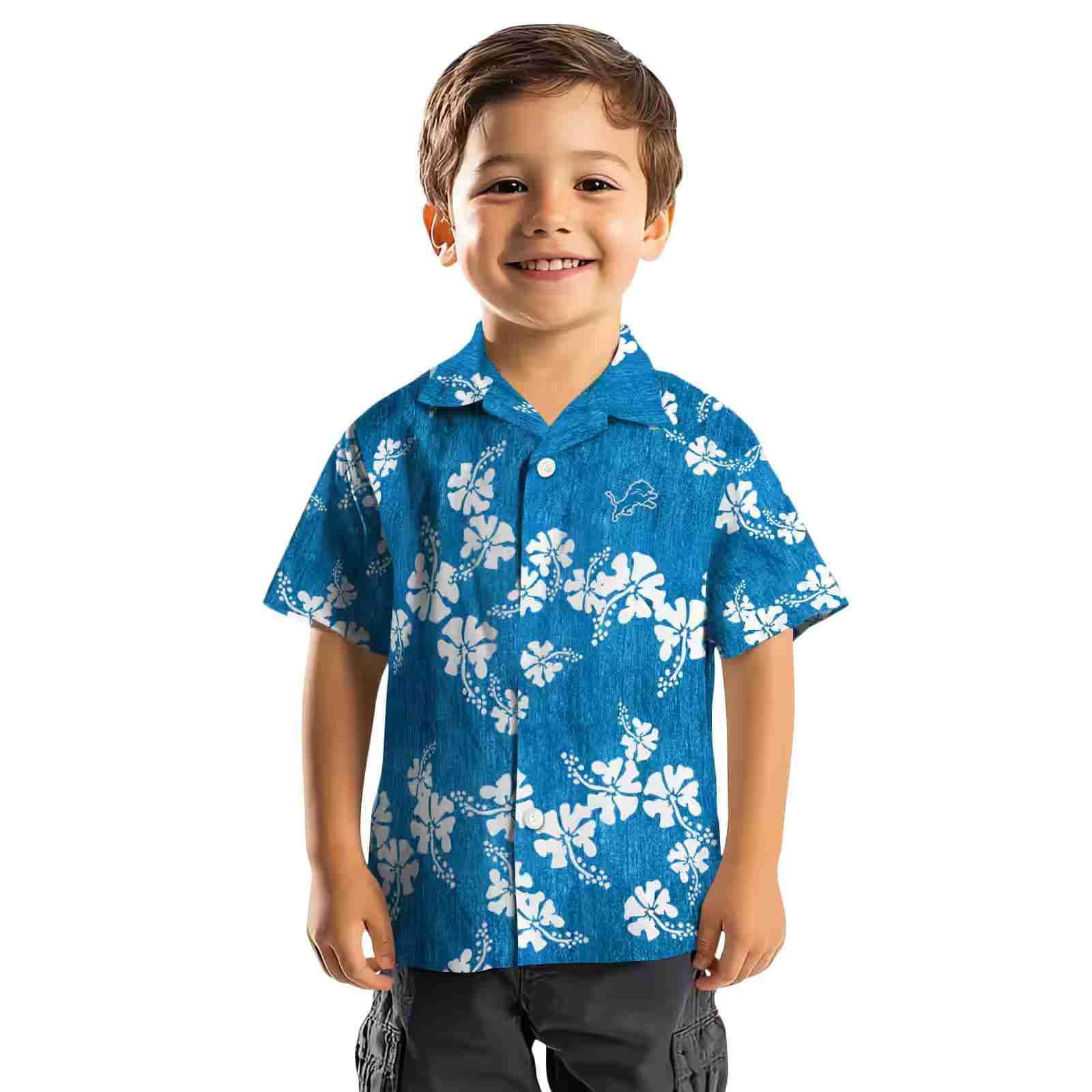 detroit lions hibiscus clusters blue hawaiian shirt top rated